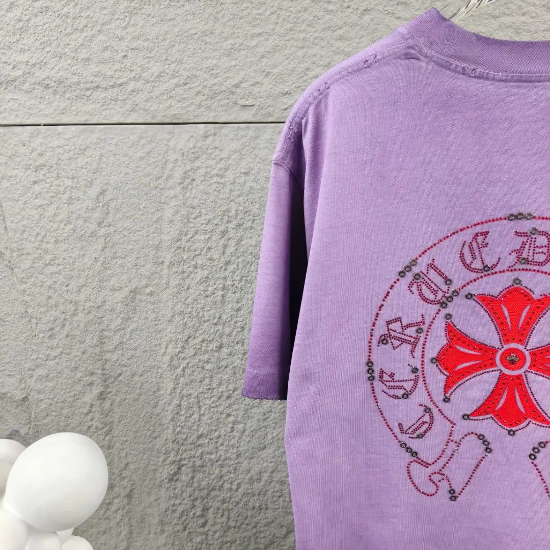 Distressed Rhinestone Logo Cotton T-Shirt D15019662 — view 10