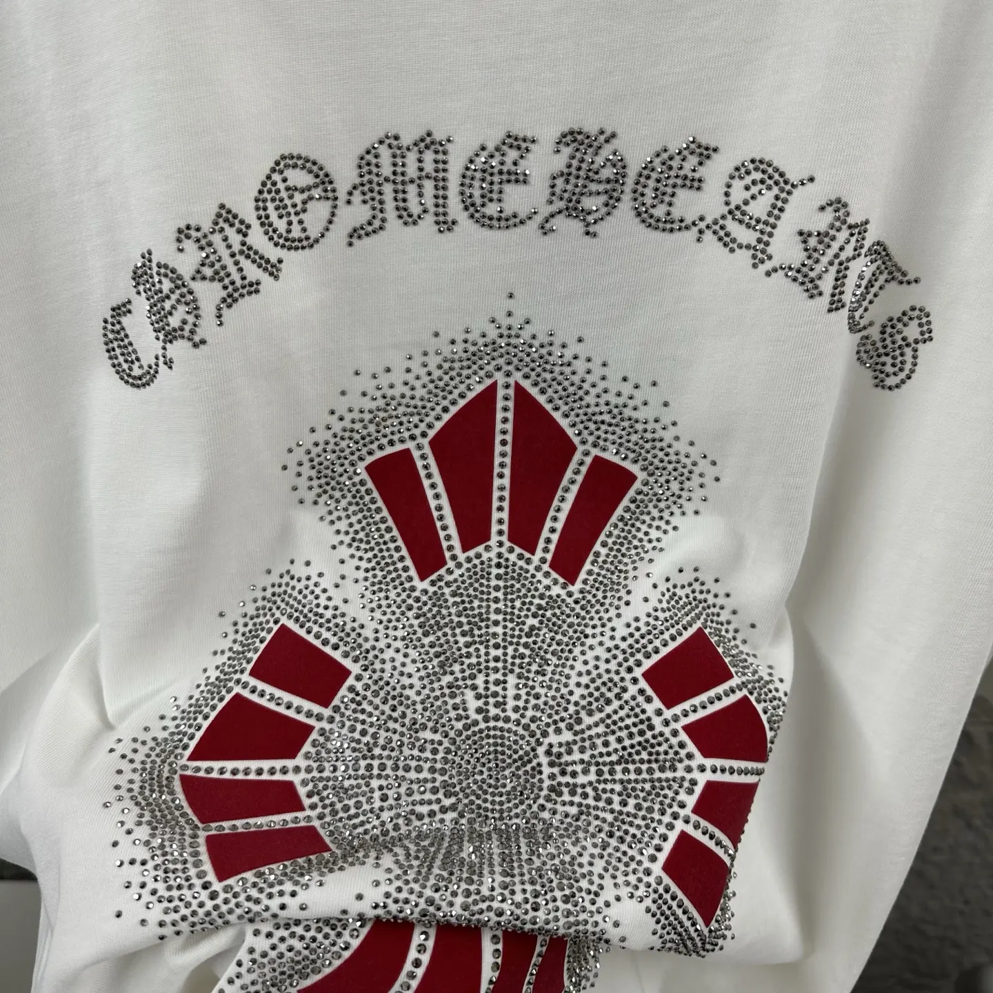 Chrome Hearts Distressed Rhinestone Cross T-Shirt D15019726 — view 4