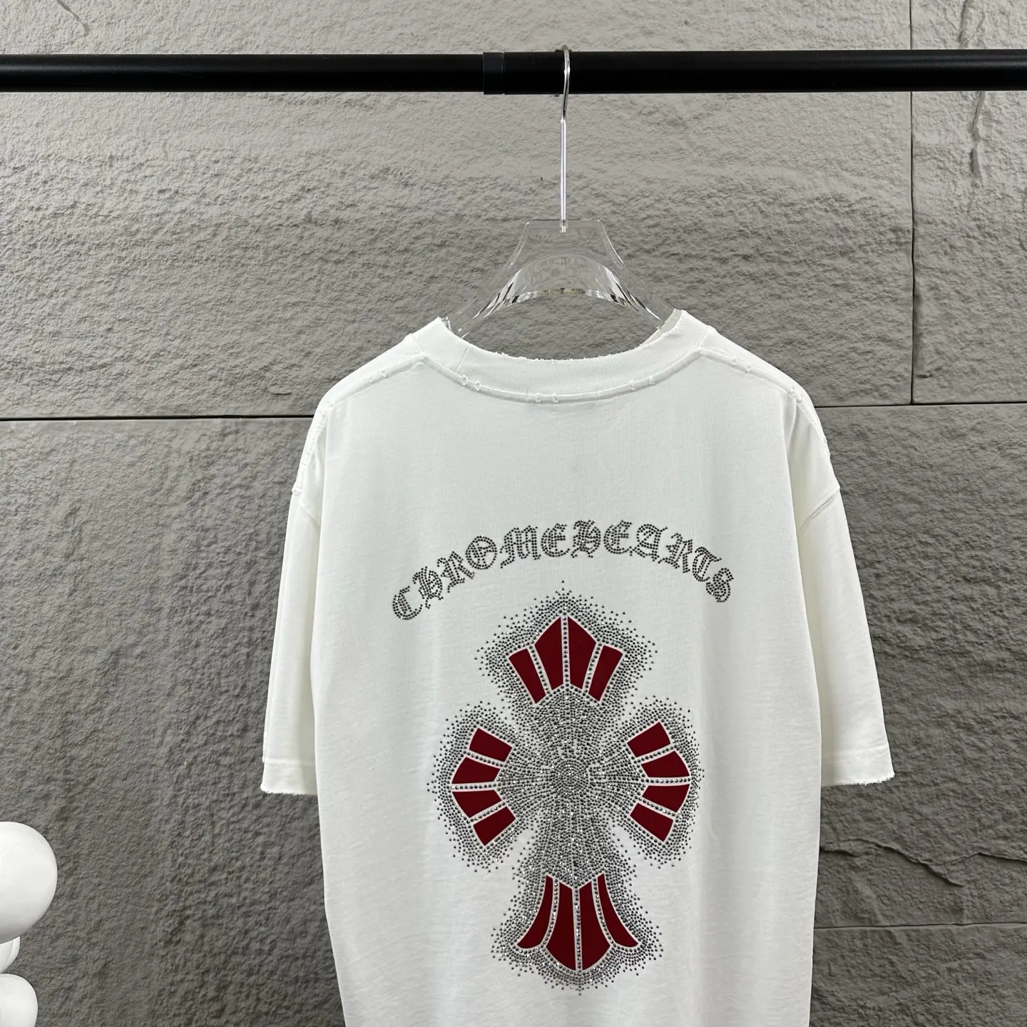 Chrome Hearts Distressed Rhinestone Cross T-Shirt D15019726 — view 5