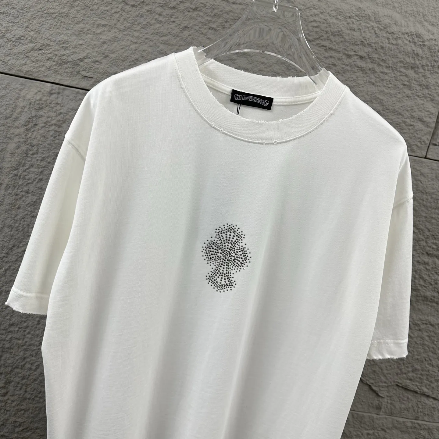 Chrome Hearts Distressed Rhinestone Cross T-Shirt D15019726 — view 7