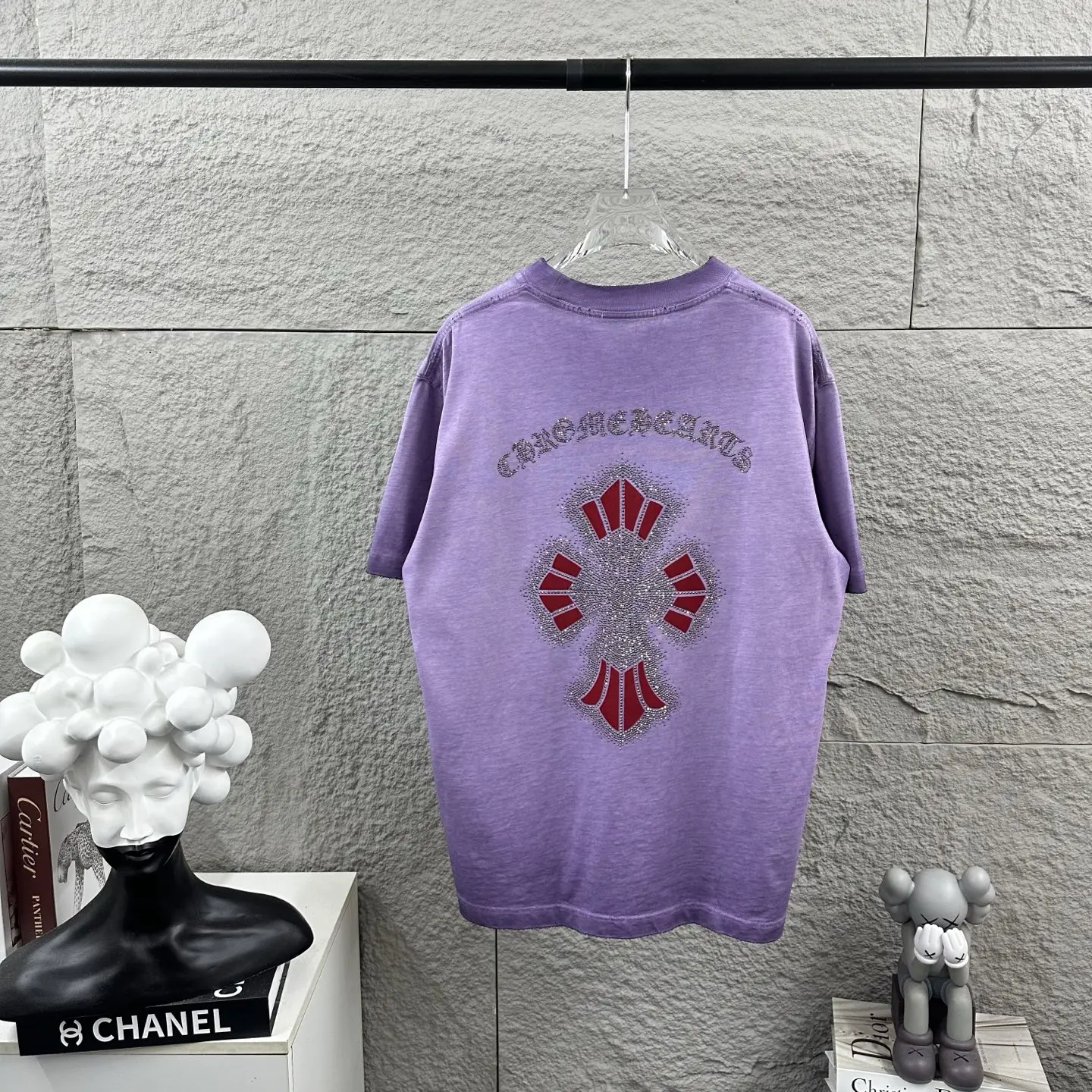 Chrome Hearts Distressed Rhinestone Cross T-Shirt D15019728