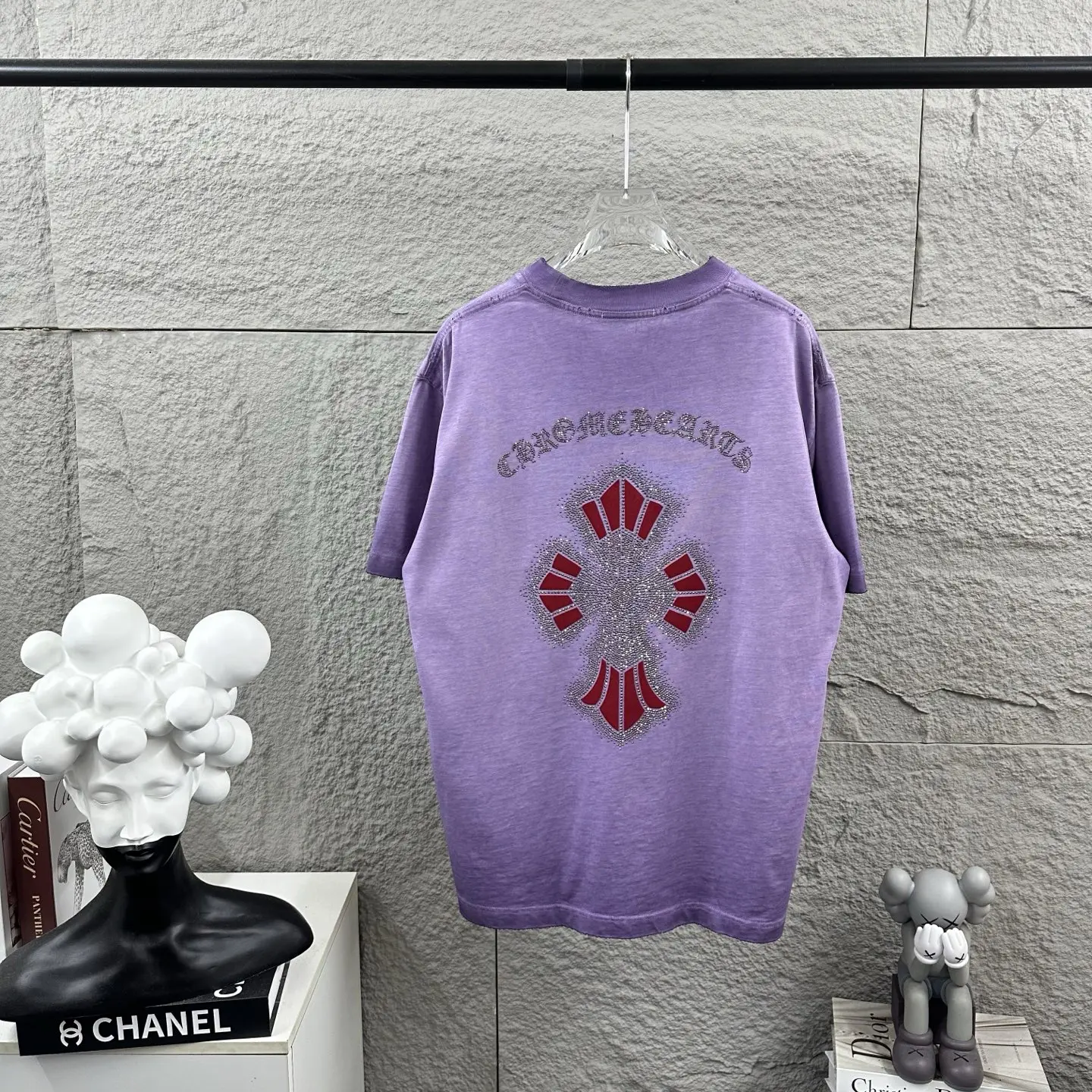 Chrome Hearts Distressed Rhinestone Cross T-Shirt D15019728