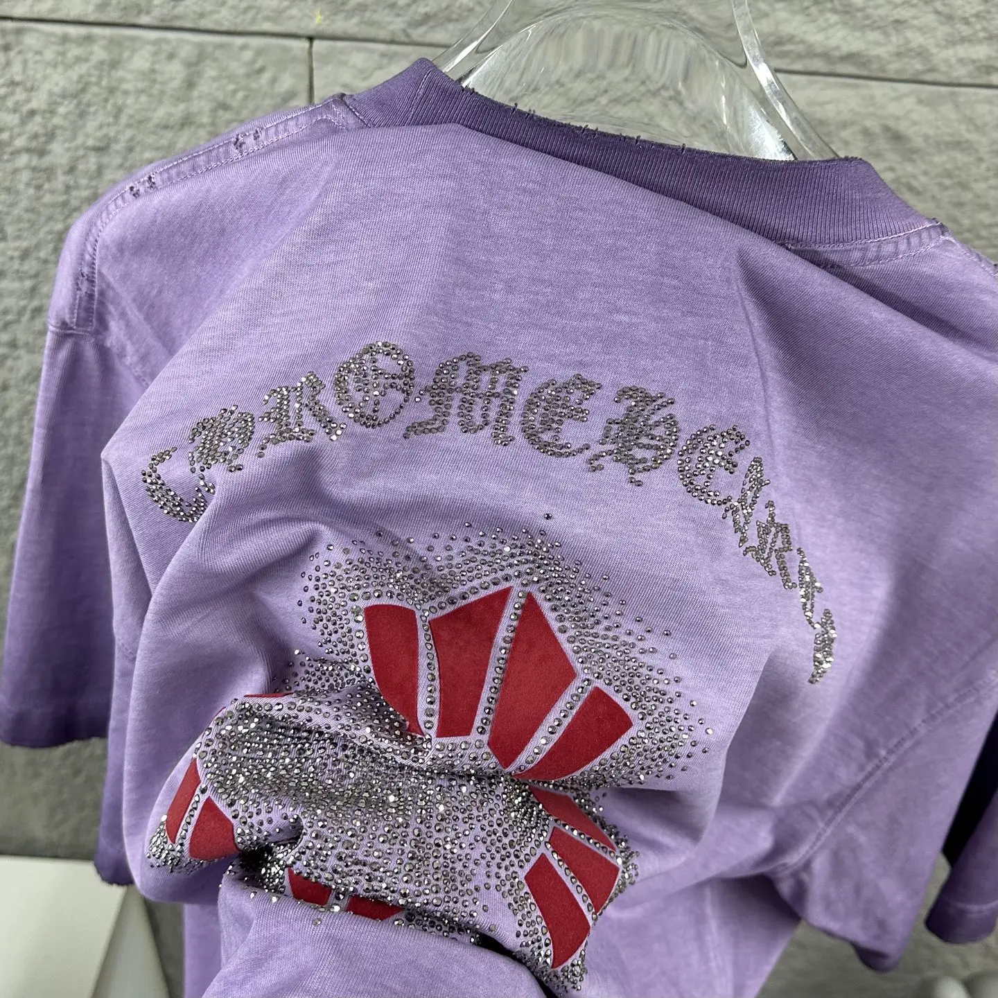 Chrome Hearts Distressed Rhinestone Cross T-Shirt D15019728 — view 5