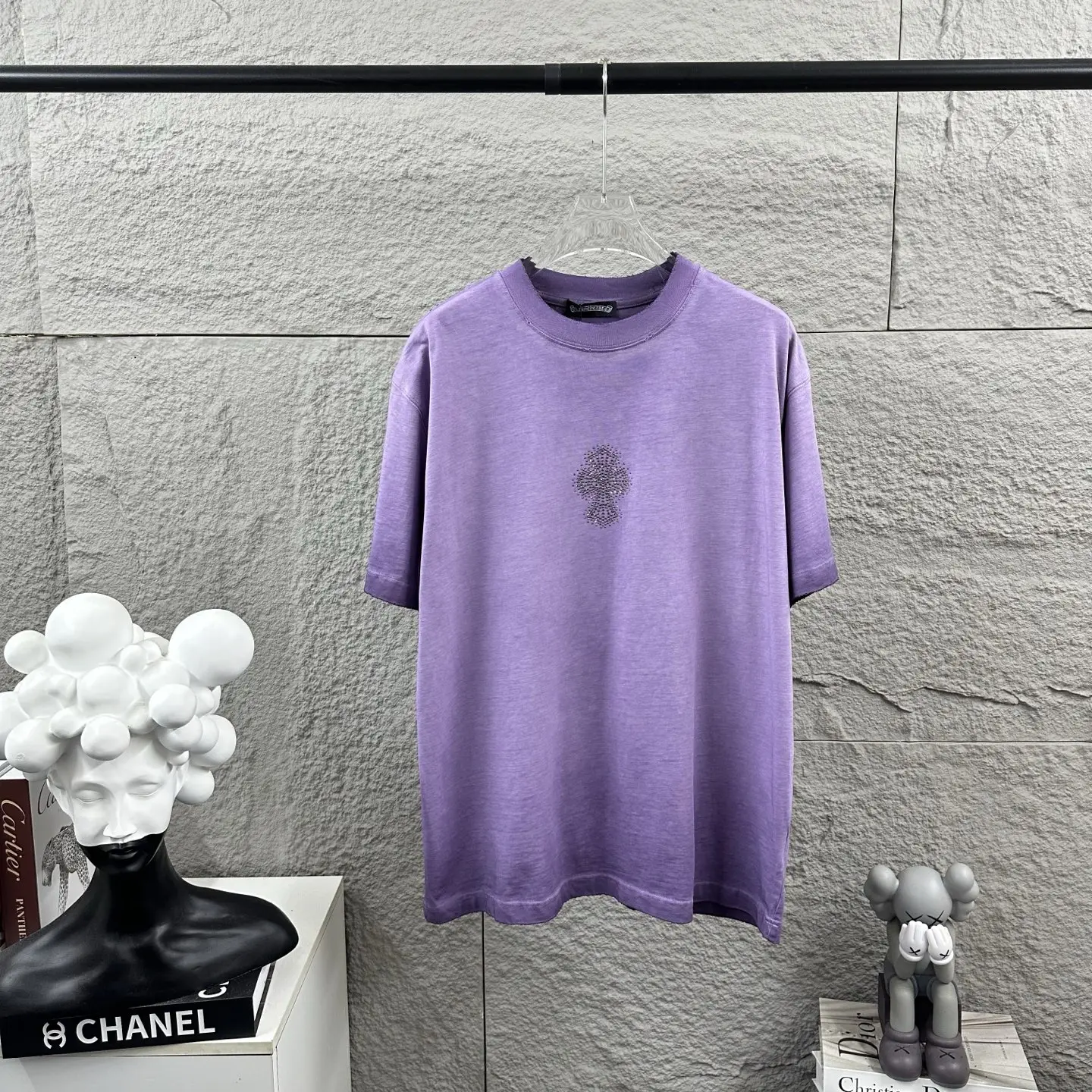 Chrome Hearts Distressed Rhinestone Cross T-Shirt D15019728 — view 7