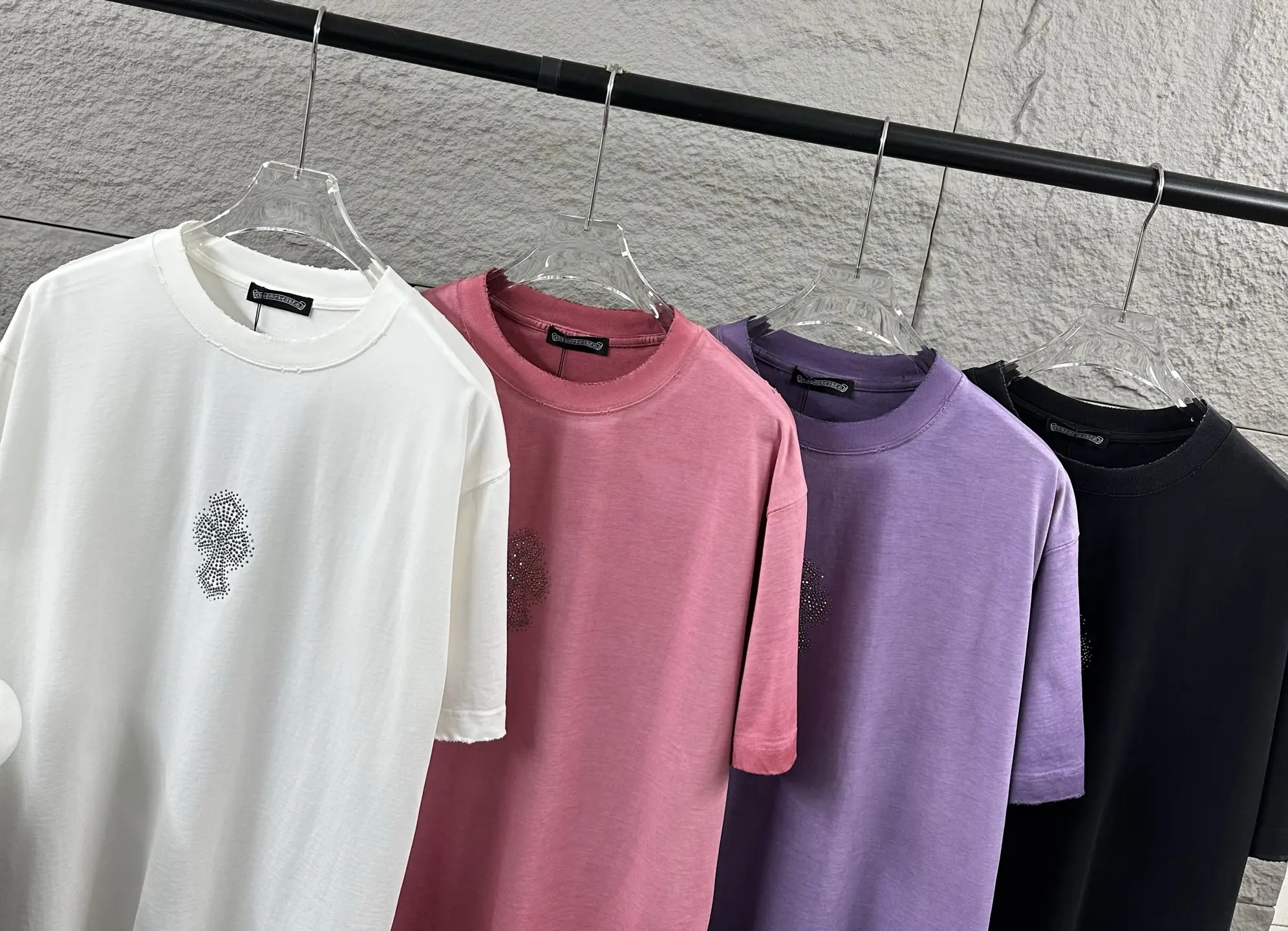 Chrome Hearts Distressed Rhinestone Cross T-Shirt D15019728 — view 9