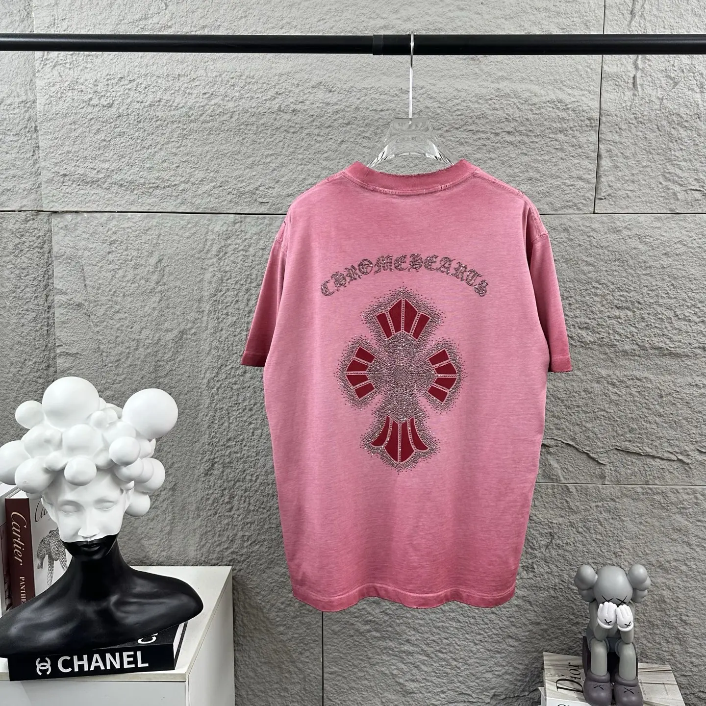 Chrome Hearts Rhinestone Cross Distressed T-Shirt D15019729