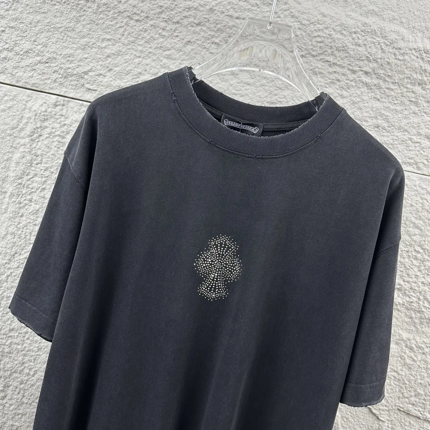 Chrome Hearts Distressed Rhinestone Cross T-Shirt D15019727 — view 2