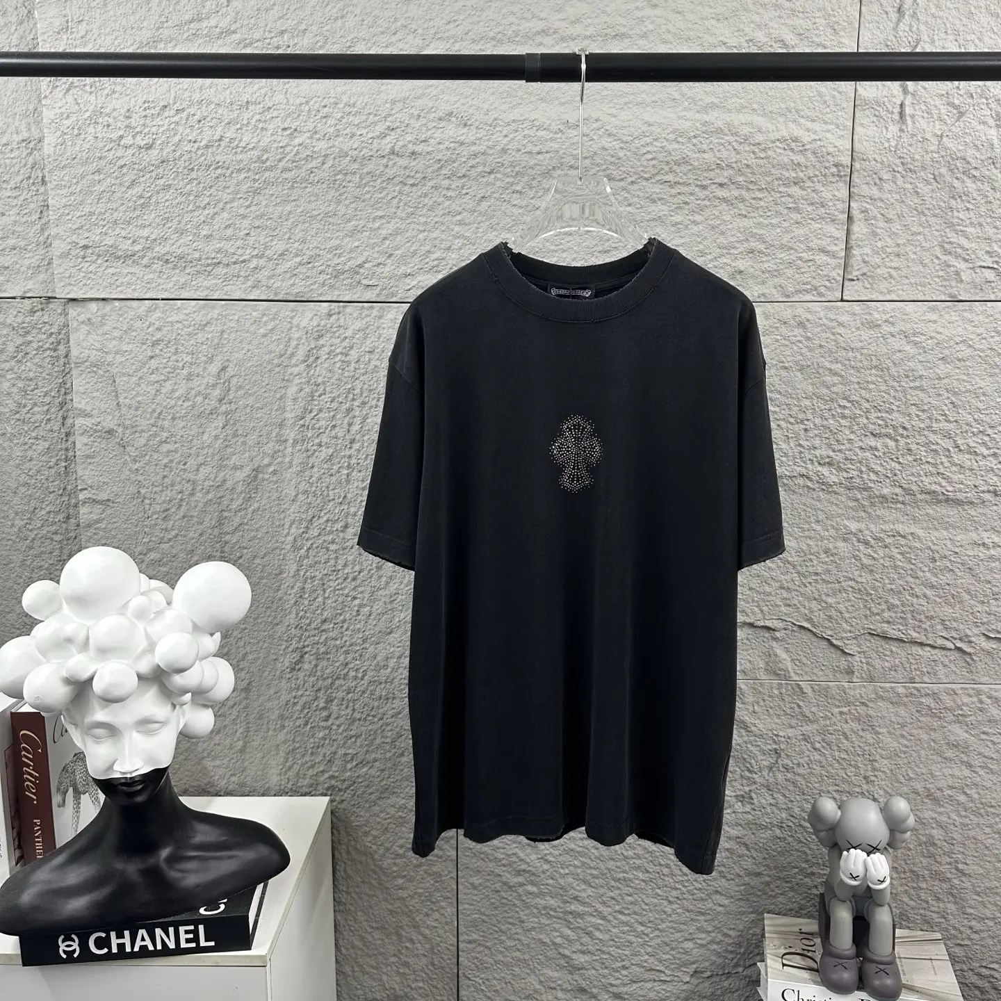 Chrome Hearts Distressed Rhinestone Cross T-Shirt D15019727 — view 3