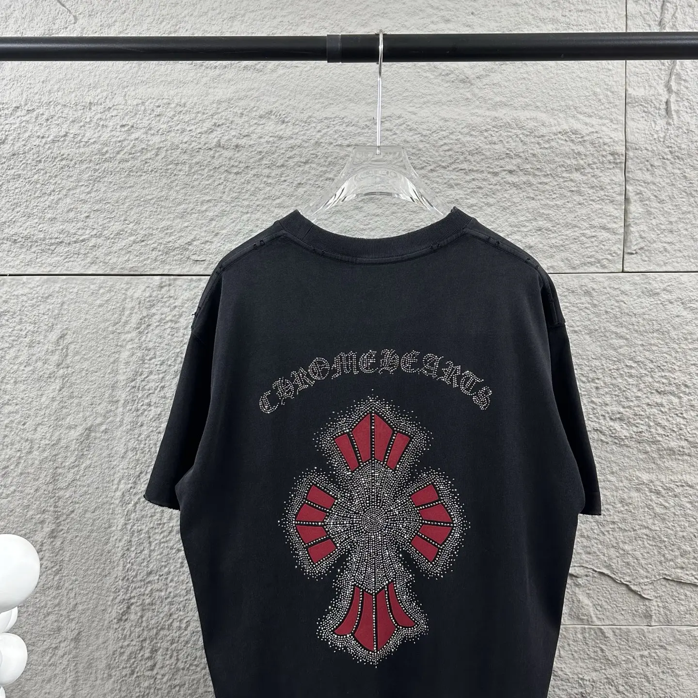 Chrome Hearts Distressed Rhinestone Cross T-Shirt D15019727 — view 8