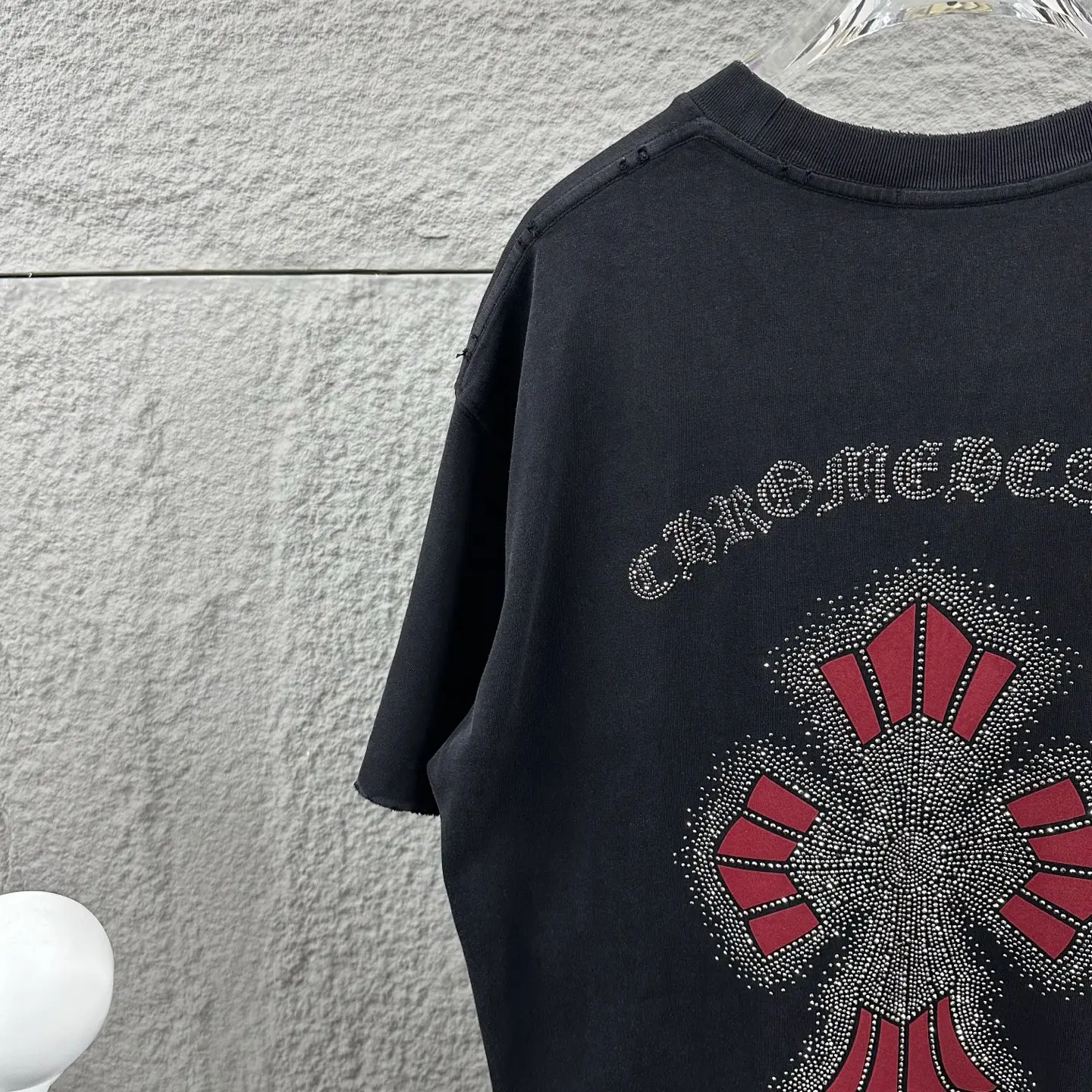 Chrome Hearts Distressed Rhinestone Cross T-Shirt D15019727 — view 10