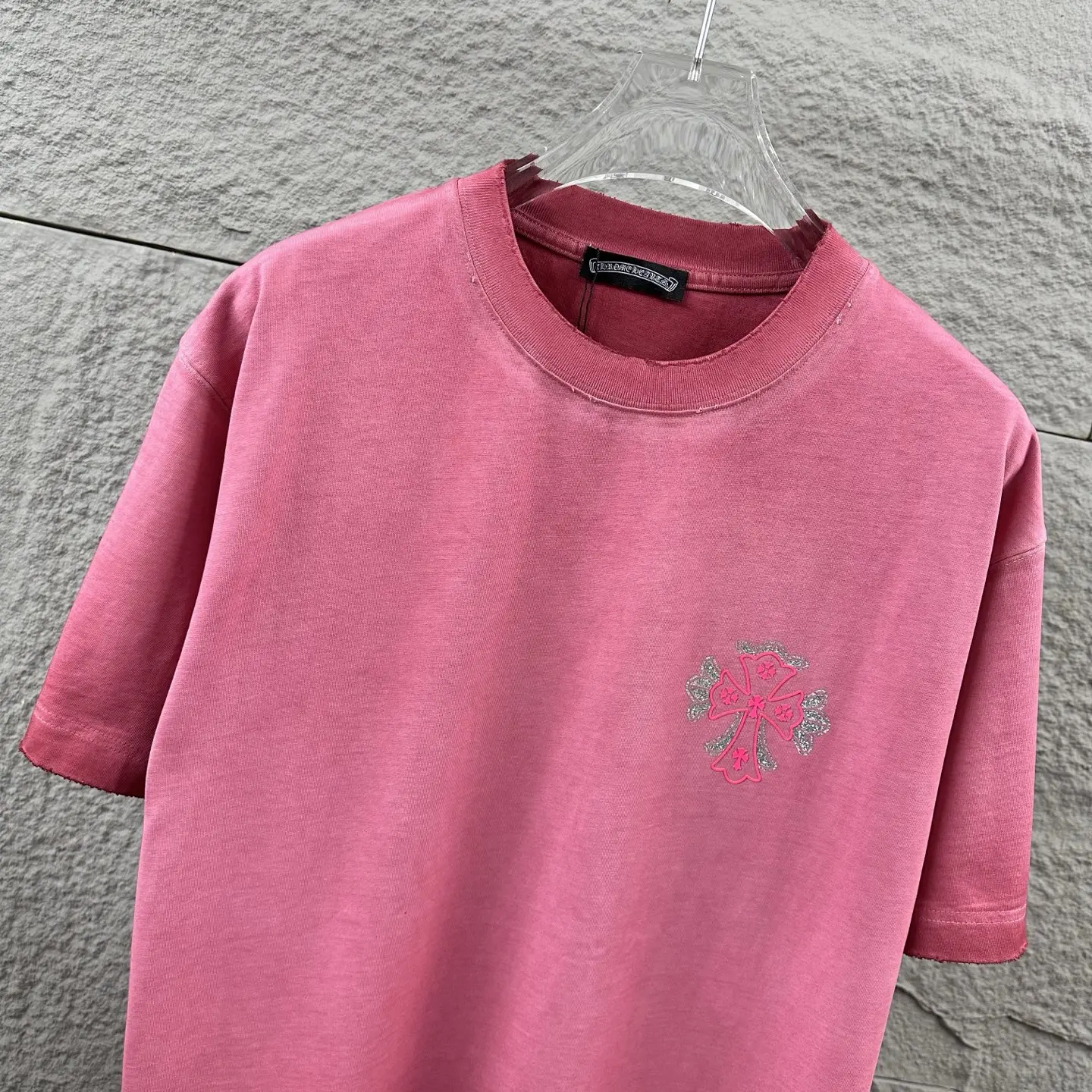 Rhinestone Logo Distressed Cotton T-Shirt D15019720 — view 3