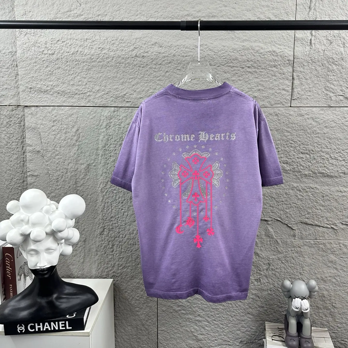 Chrome Hearts Rhinestone Distressed Cotton T-Shirt D15019721