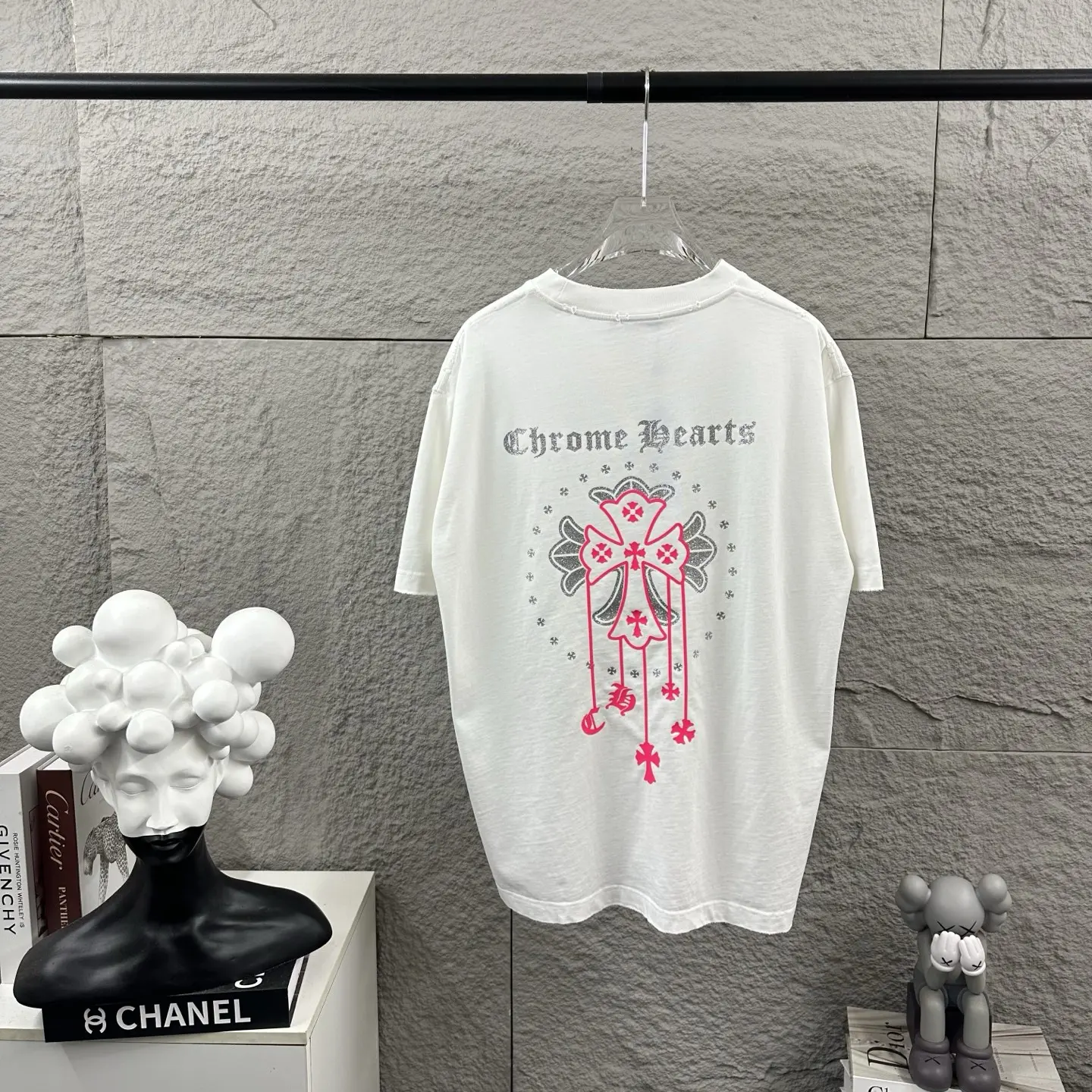 Chrome Hearts Distressed Rhinestone Logo T-Shirt D15019718