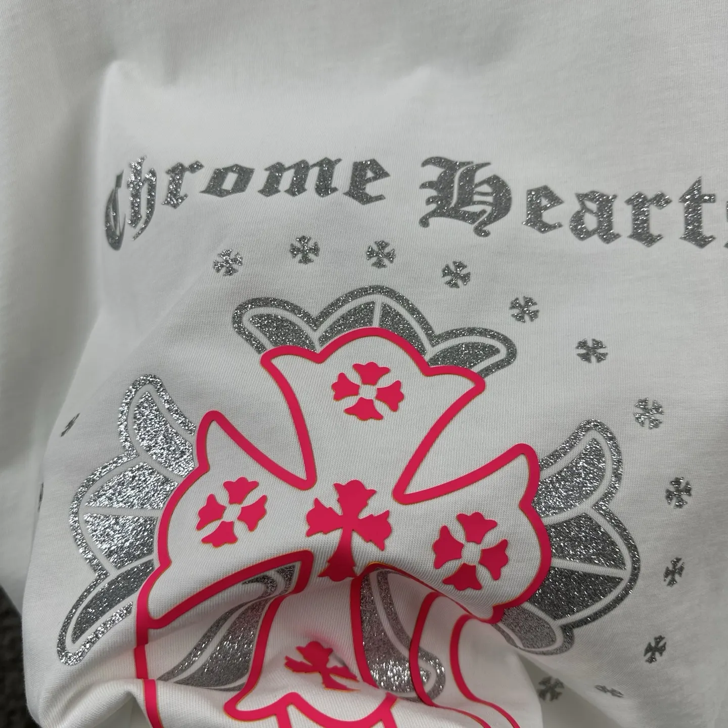 Chrome Hearts Distressed Rhinestone Logo T-Shirt D15019718 — view 4