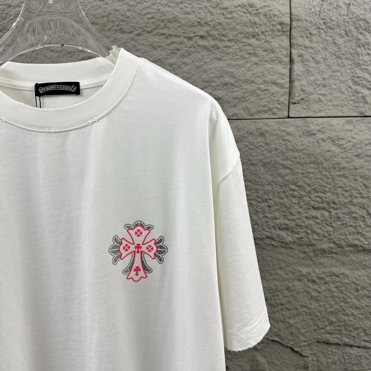 Chrome Hearts Distressed Rhinestone Logo T-Shirt D15019718 — view 6