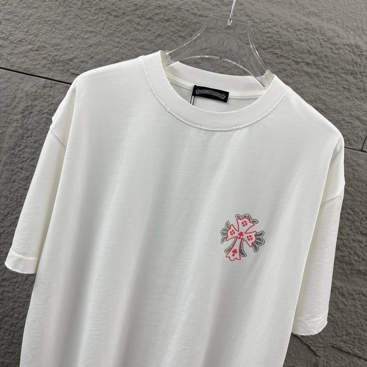 Chrome Hearts Distressed Rhinestone Logo T-Shirt D15019718 — view 7