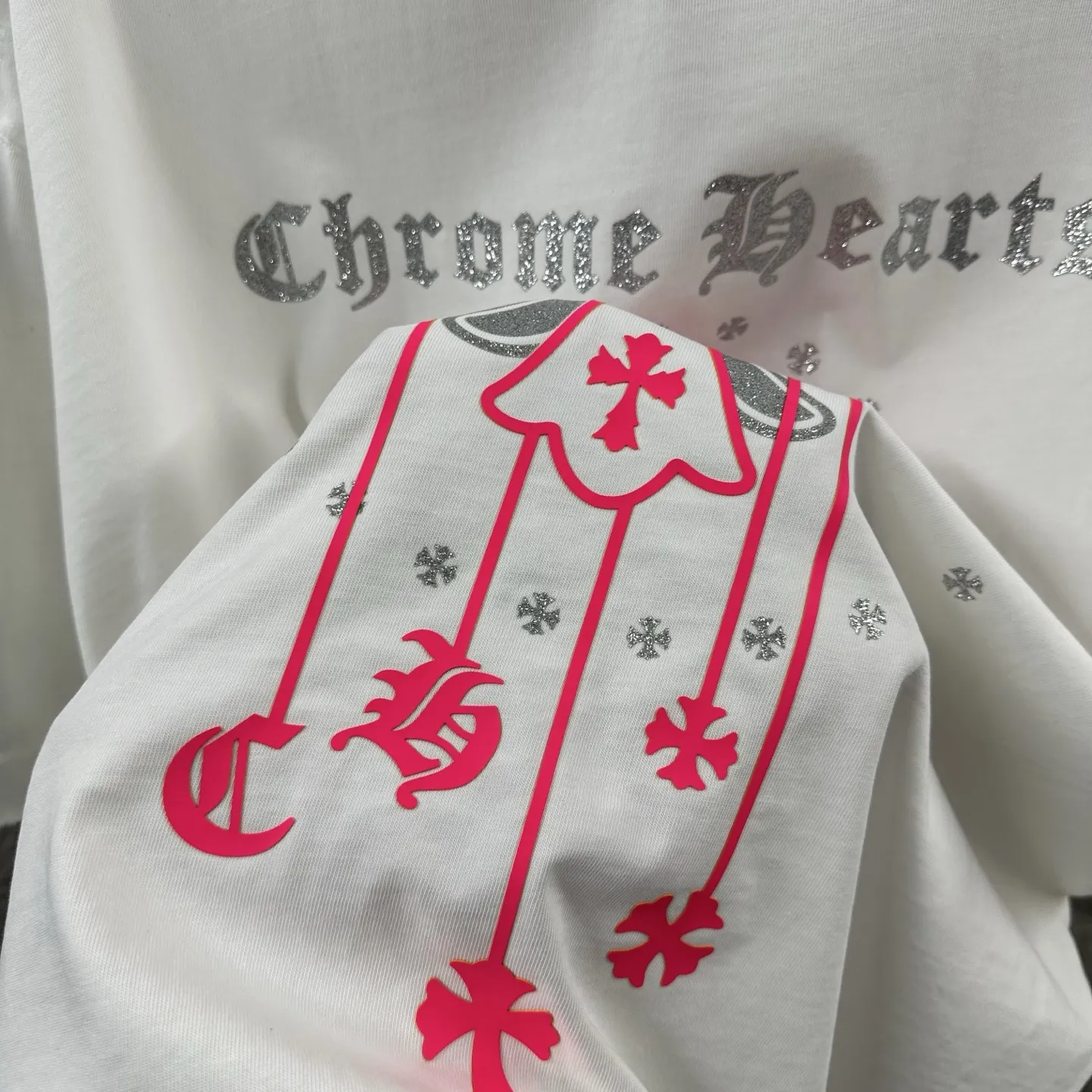 Chrome Hearts Distressed Rhinestone Logo T-Shirt D15019718 — view 8