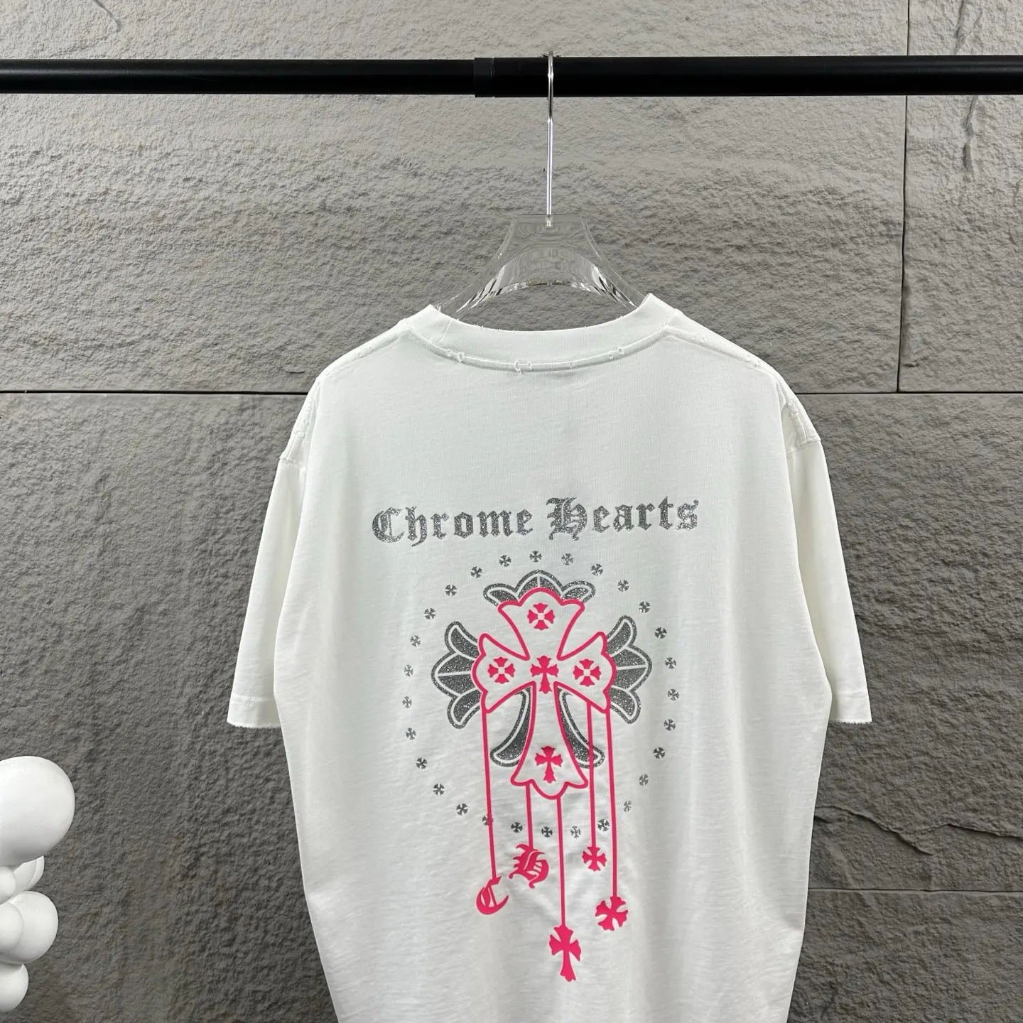 Chrome Hearts Distressed Rhinestone Logo T-Shirt D15019718 — view 9