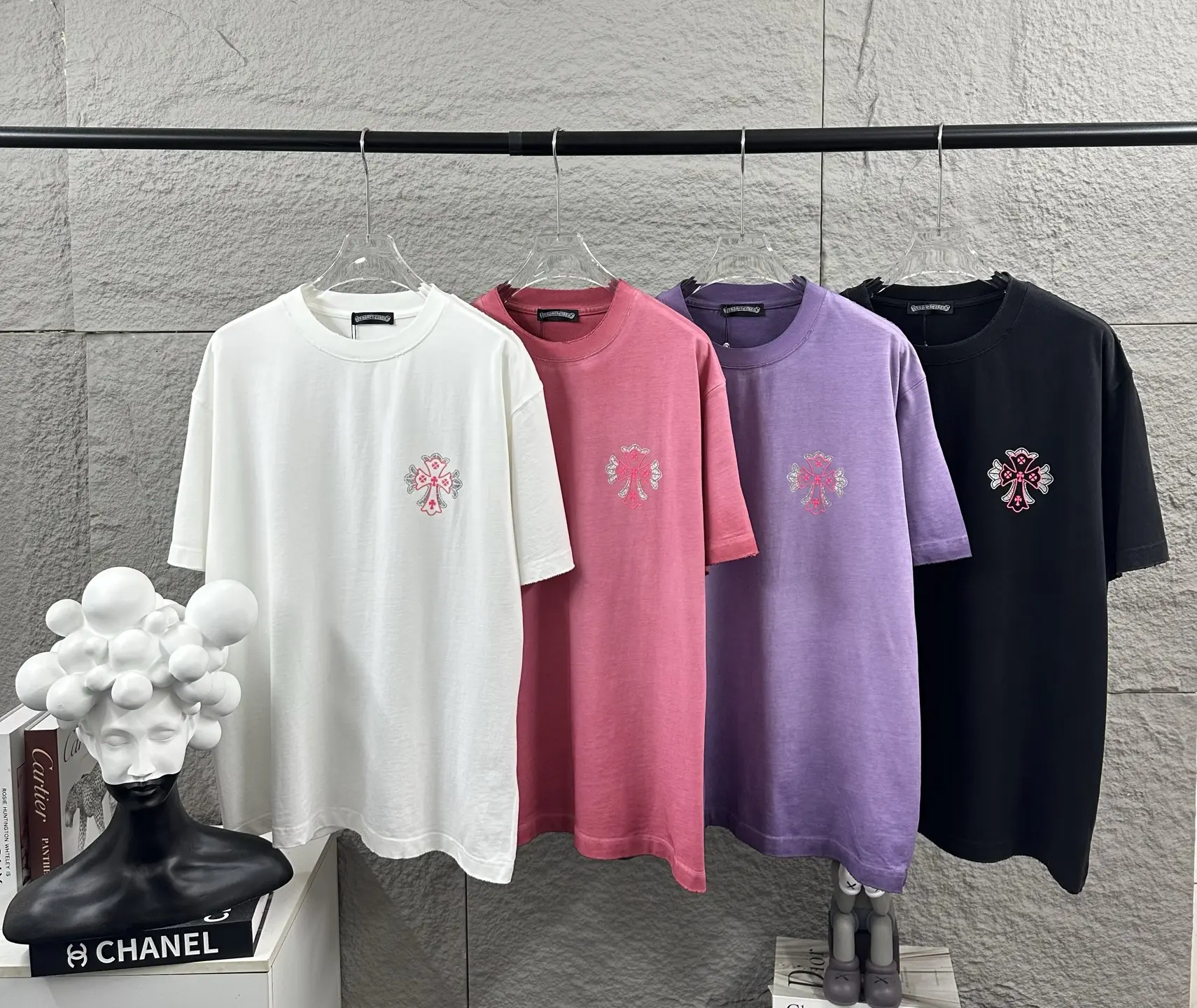 Chrome Hearts Distressed Rhinestone Logo T-Shirt D15019718 — view 11