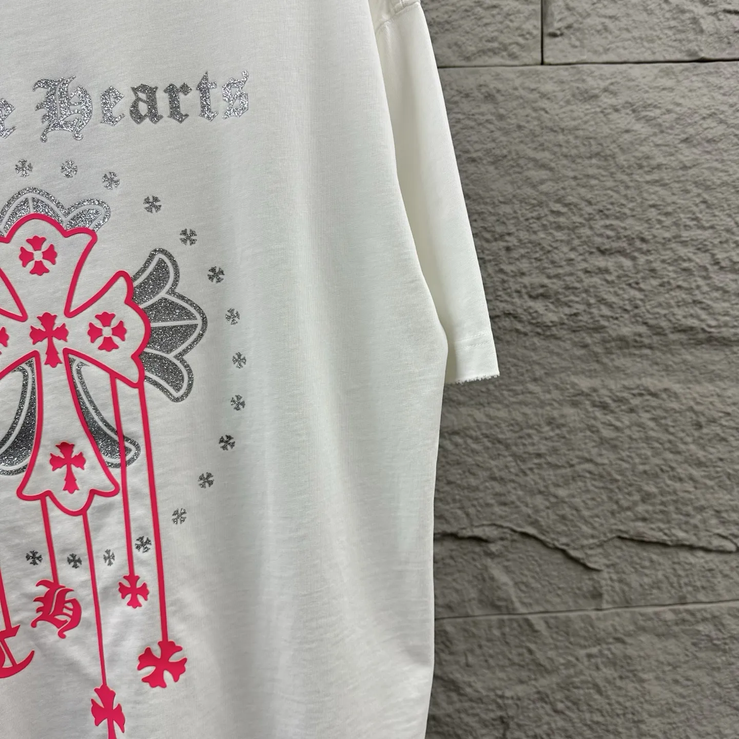 Chrome Hearts Distressed Rhinestone Logo T-Shirt D15019718 — view 13
