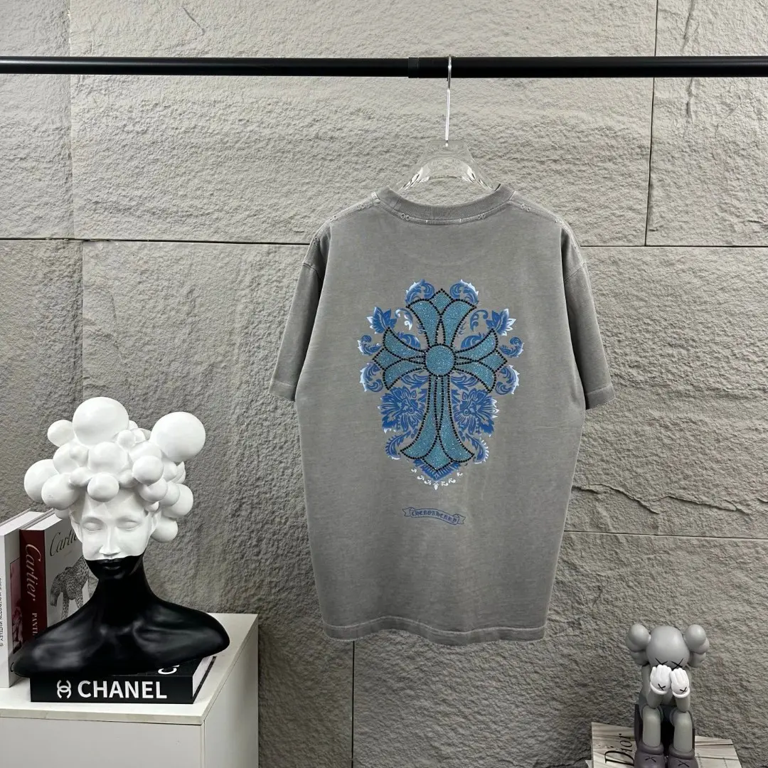 Rhinestone Cross Graphic Washed Cotton T-Shirt D15019642