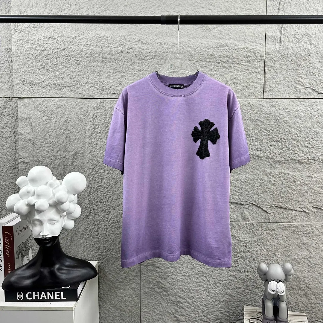 Embellished Cross Patch Washed Cotton T-Shirt D15019710