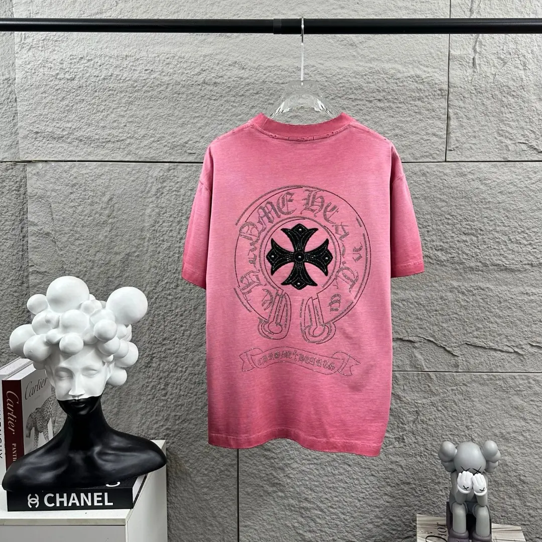 Washed Cotton Rhinestone Horseshoe T-Shirt D15019650
