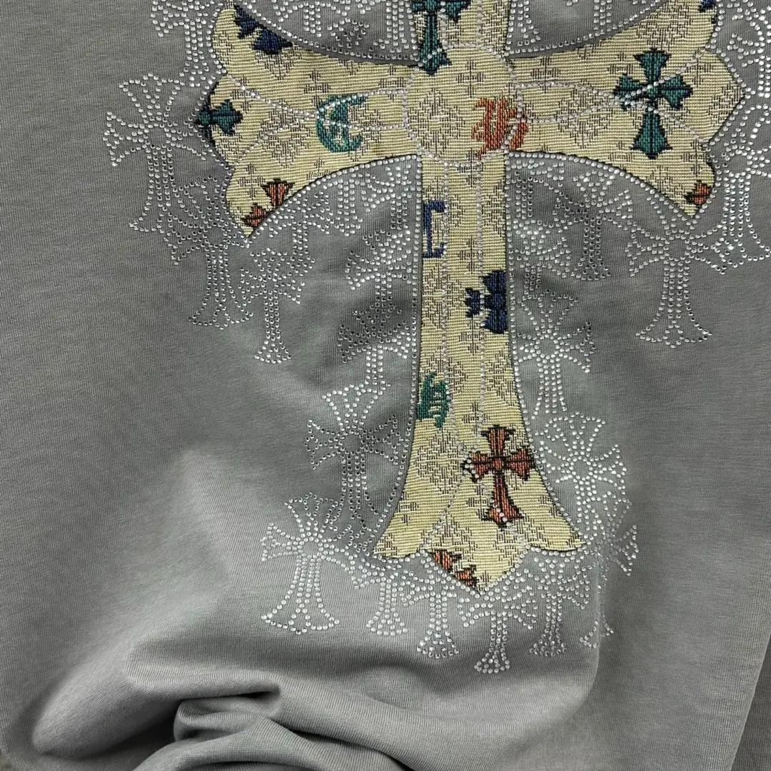 Embellished Cross Patch Washed Cotton T-Shirt D15019682 — view 4