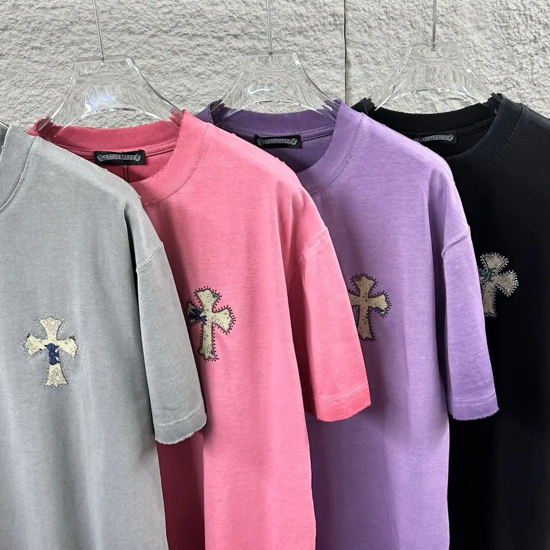 Embellished Cross Patch Washed Cotton T-Shirt D15019682 — view 6