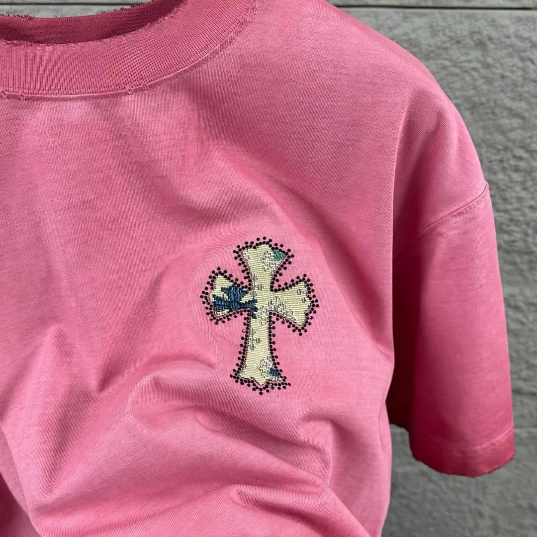 Chrome Hearts Distressed Rhinestone Cross T-Shirt D15019683 — view 3