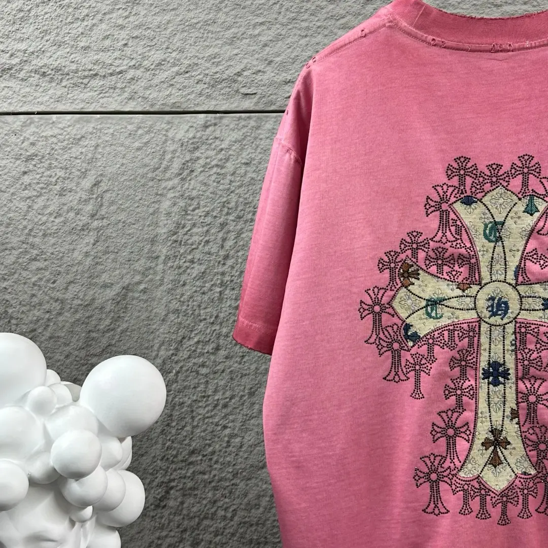 Chrome Hearts Distressed Rhinestone Cross T-Shirt D15019683 — view 8