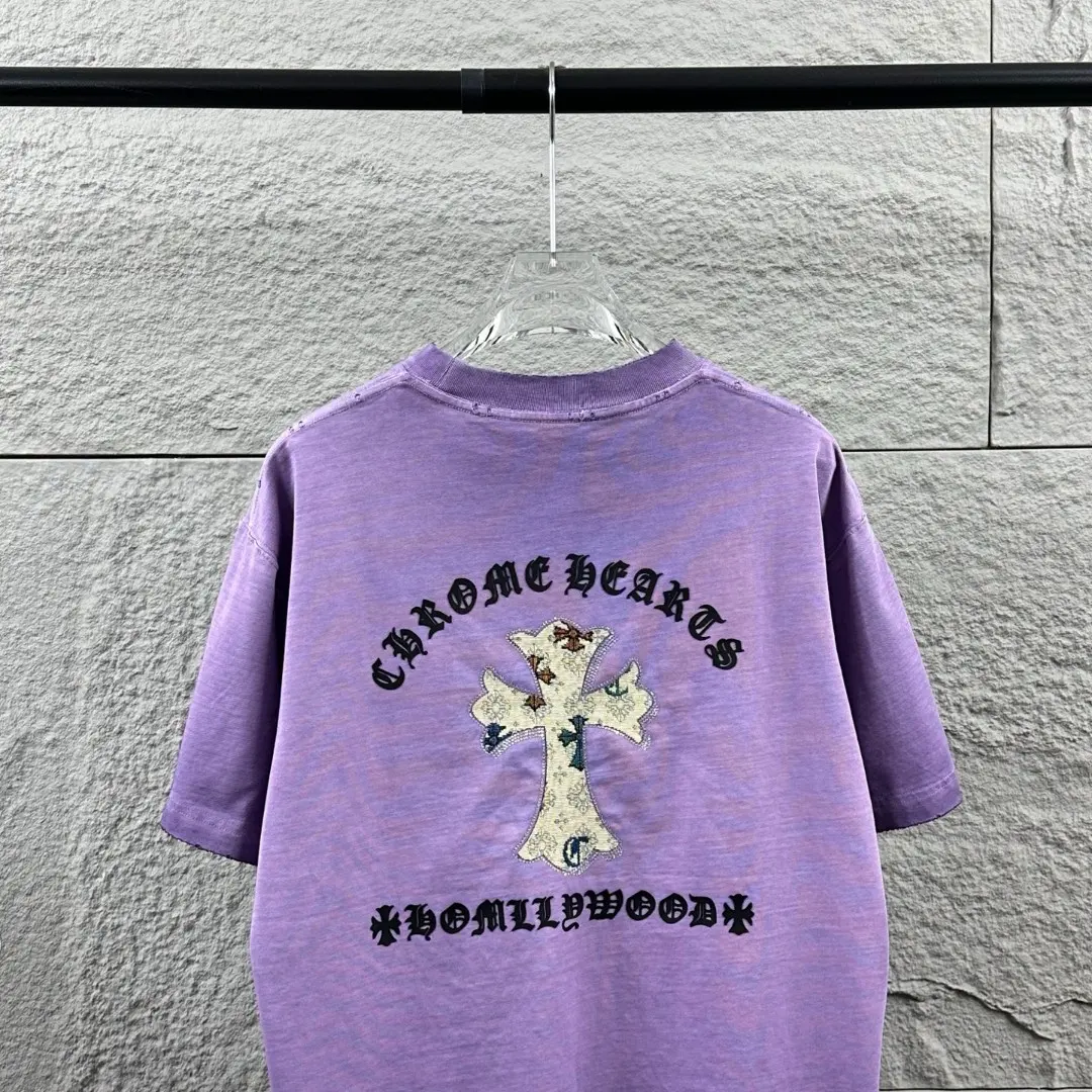 Chrome Hearts Distressed Rhinestone Cross T-Shirt D15019654 — view 8