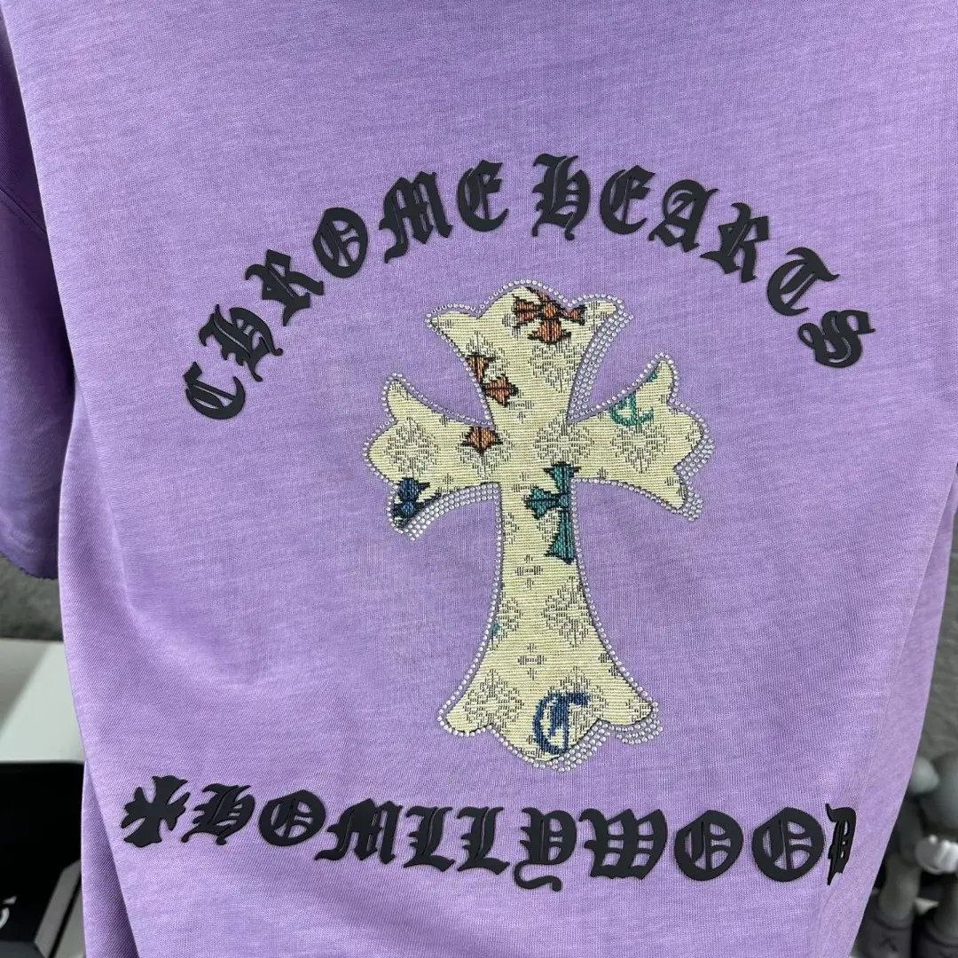 Chrome Hearts Distressed Rhinestone Cross T-Shirt D15019654 — view 9