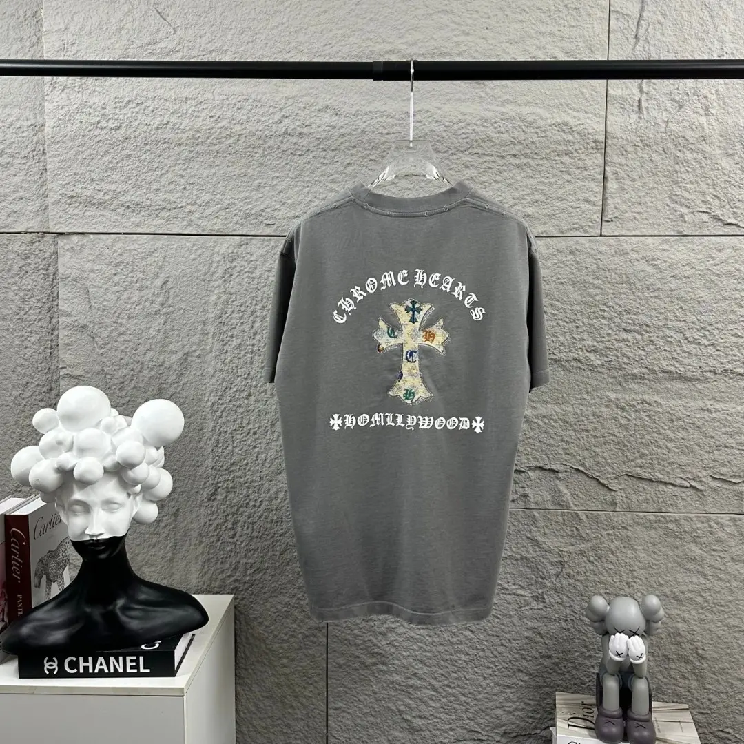 Embellished Distressed Cotton T-Shirt D15019655