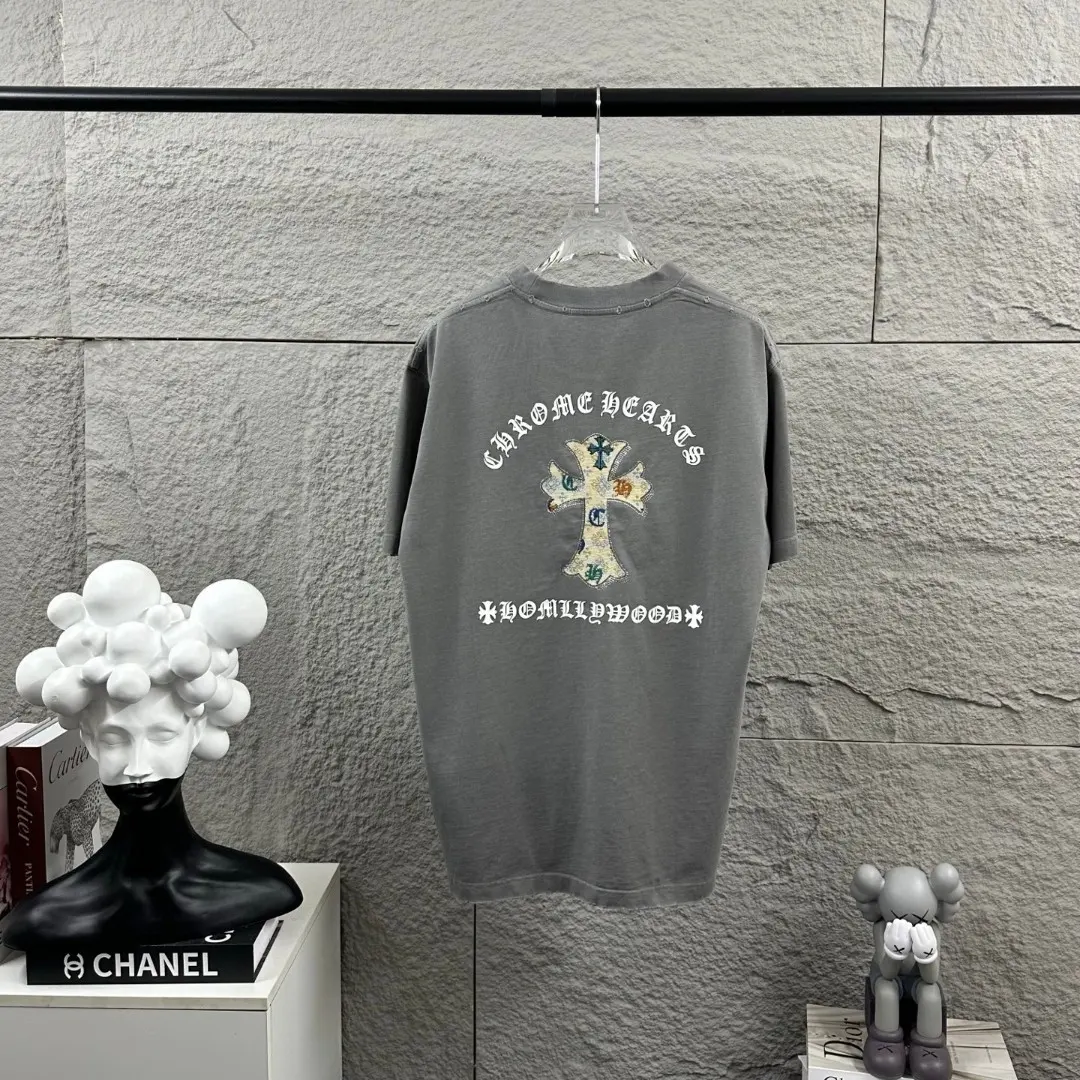 Embellished Distressed Cotton T-Shirt D15019655