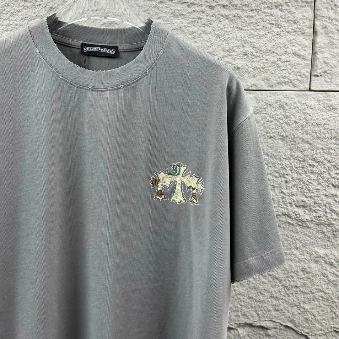Embellished Distressed Cotton T-Shirt D15019655 — view 3