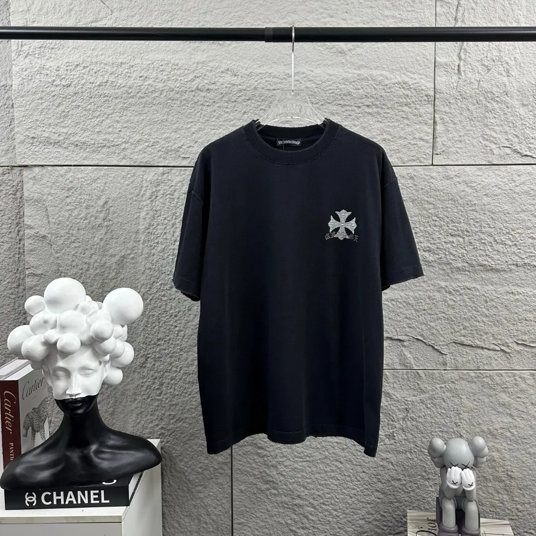 Rhinestone Horseshoe Logo Washed Cotton T-Shirt D15019648 — view 2