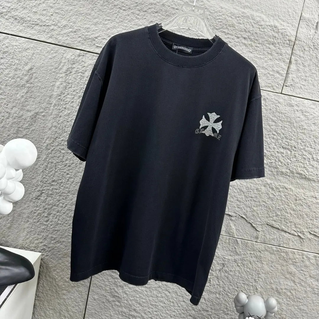 Rhinestone Horseshoe Logo Washed Cotton T-Shirt D15019648 — view 3