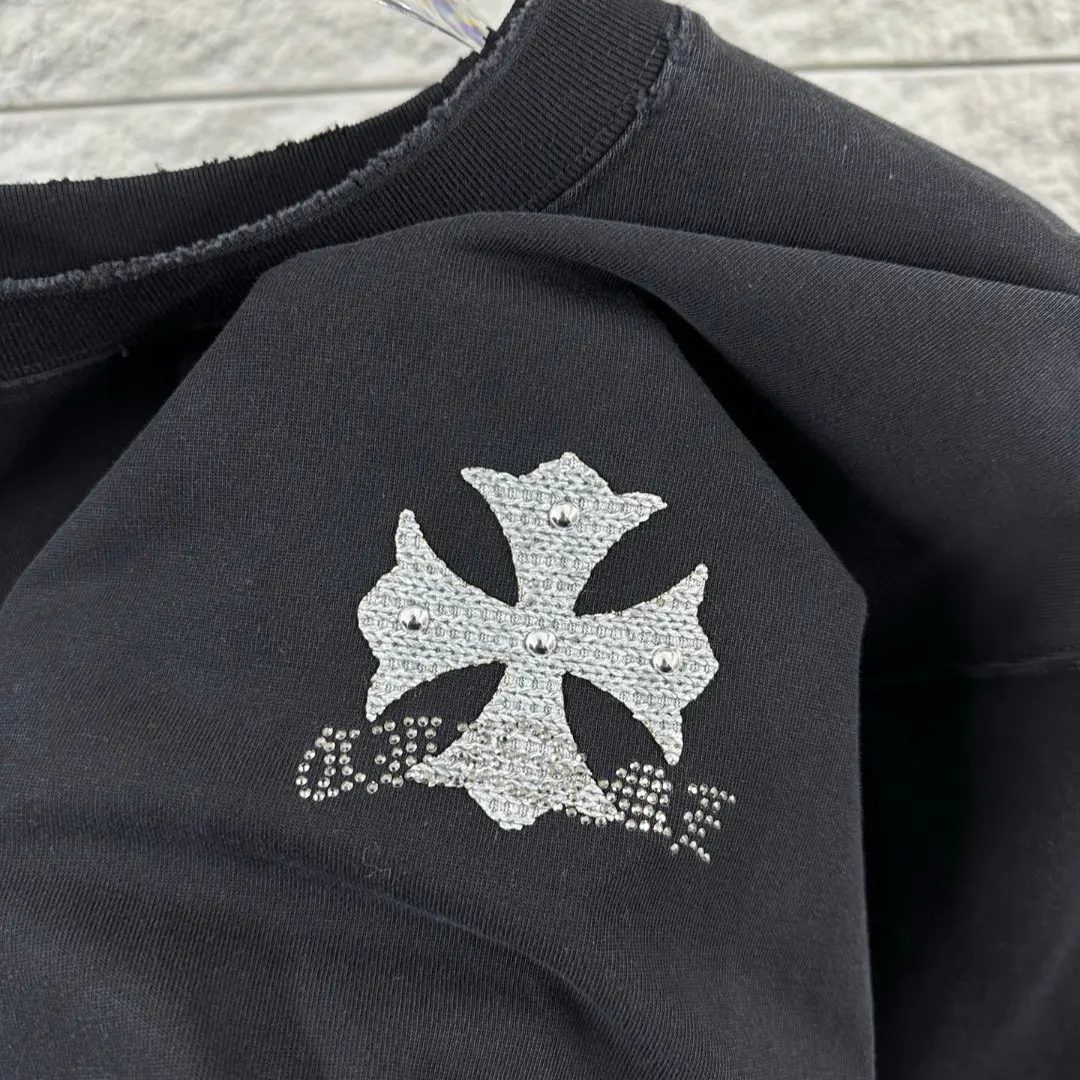 Rhinestone Horseshoe Logo Washed Cotton T-Shirt D15019648 — view 4