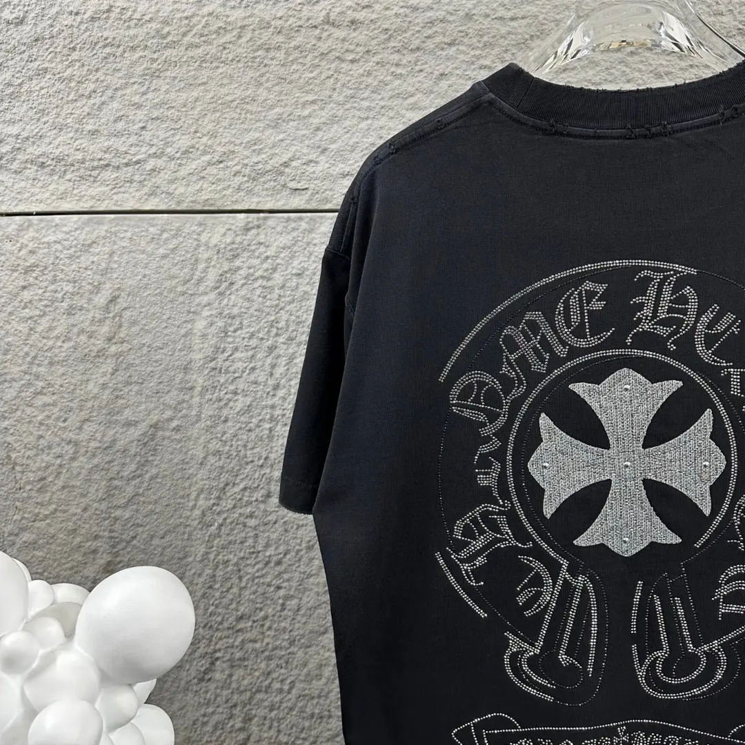 Rhinestone Horseshoe Logo Washed Cotton T-Shirt D15019648 — view 7
