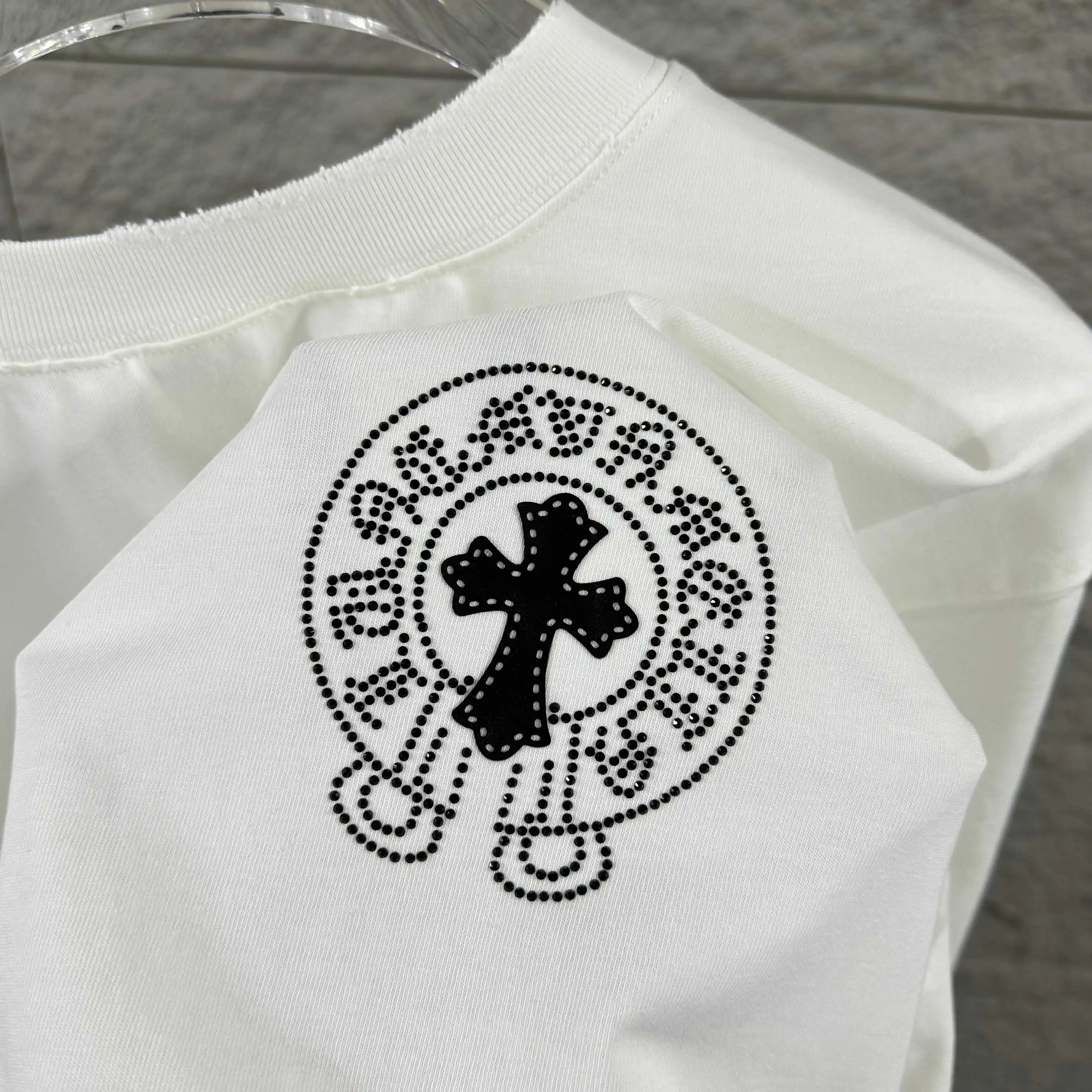 Rhinestone Embellished Distressed Cotton T-Shirt D15012500 — view 3