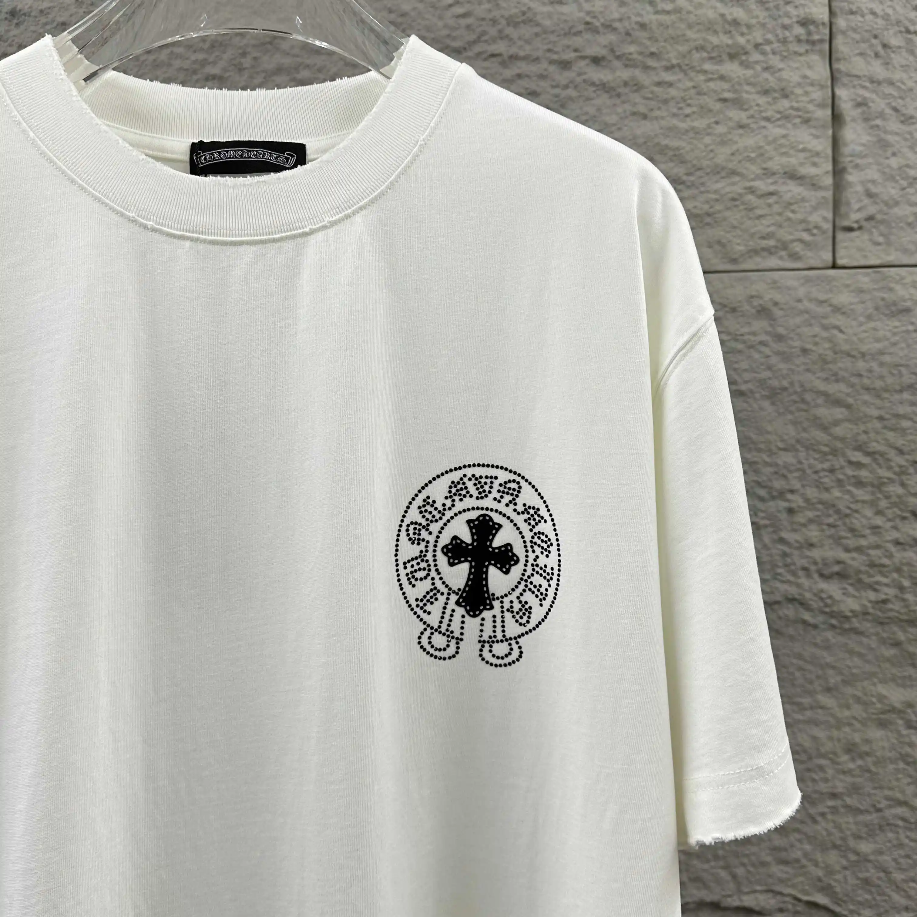 Rhinestone Embellished Distressed Cotton T-Shirt D15012500 — view 8