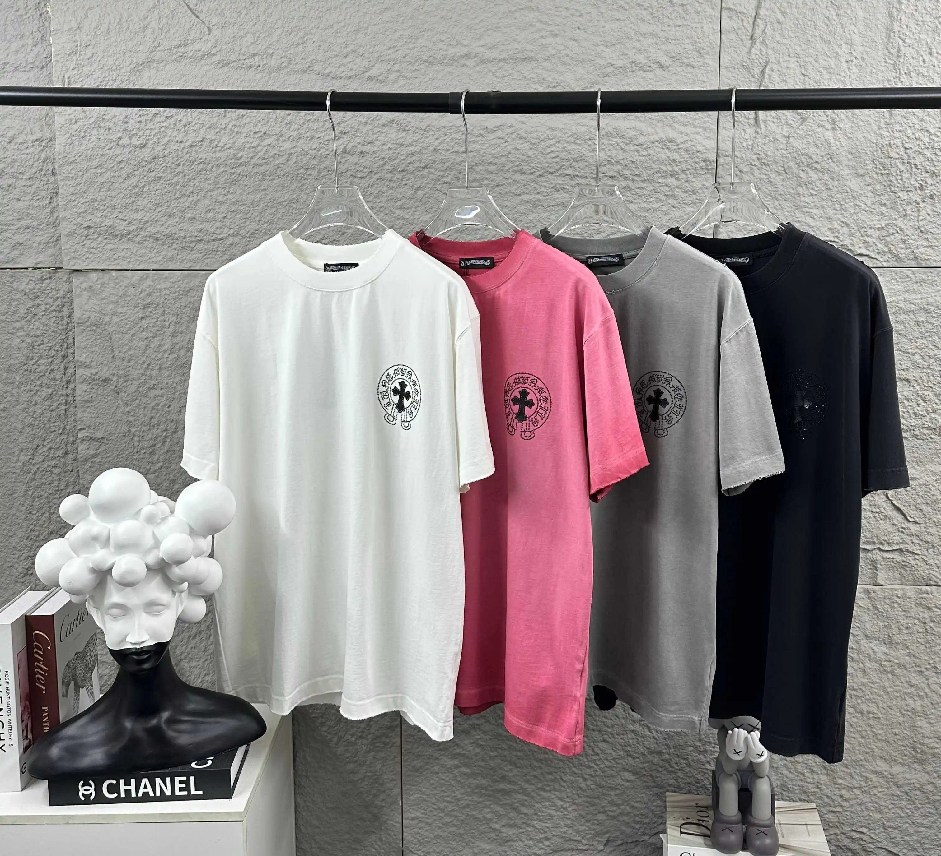 Rhinestone Embellished Distressed Cotton T-Shirt D15012500 — view 9