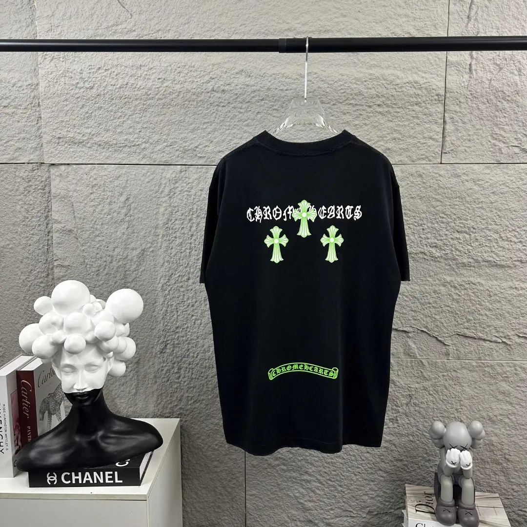 Distressed Rhinestone Logo Cotton T-Shirt D15019685