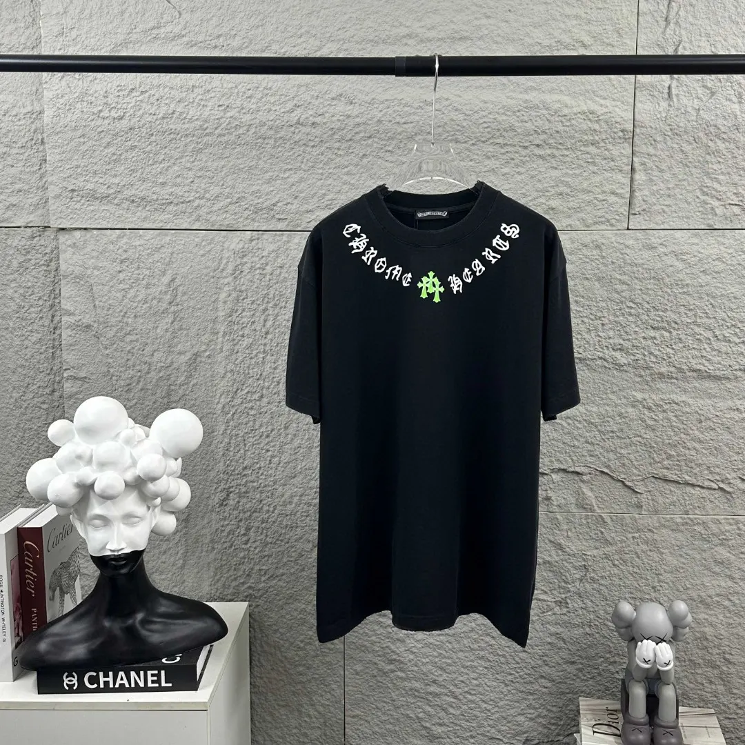 Distressed Rhinestone Logo Cotton T-Shirt D15019685 — view 2