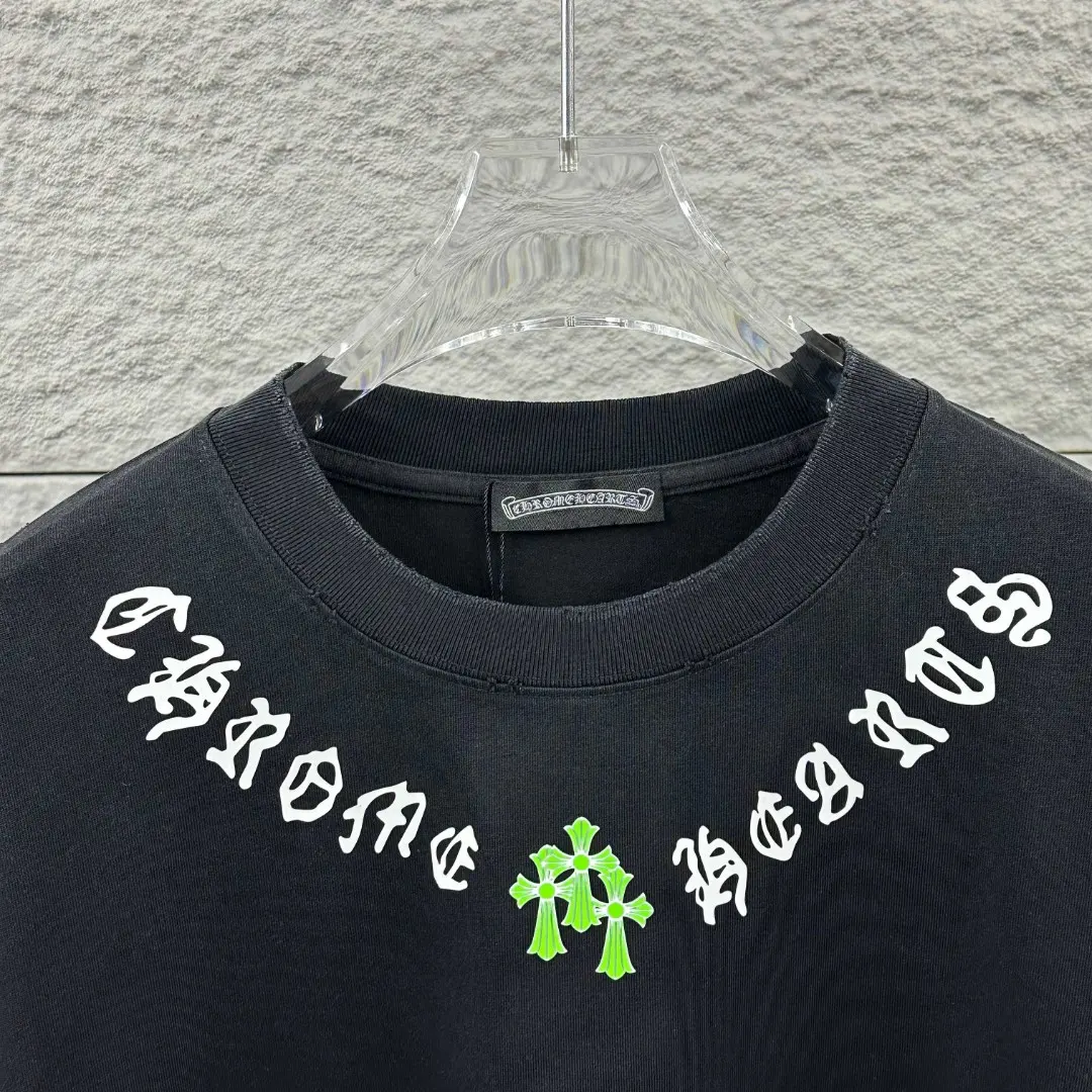 Distressed Rhinestone Logo Cotton T-Shirt D15019685 — view 9