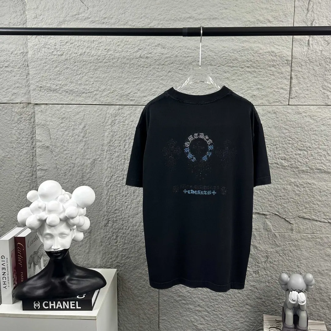 Chrome Hearts Rhinestone Distressed Cotton T-Shirt D15019693