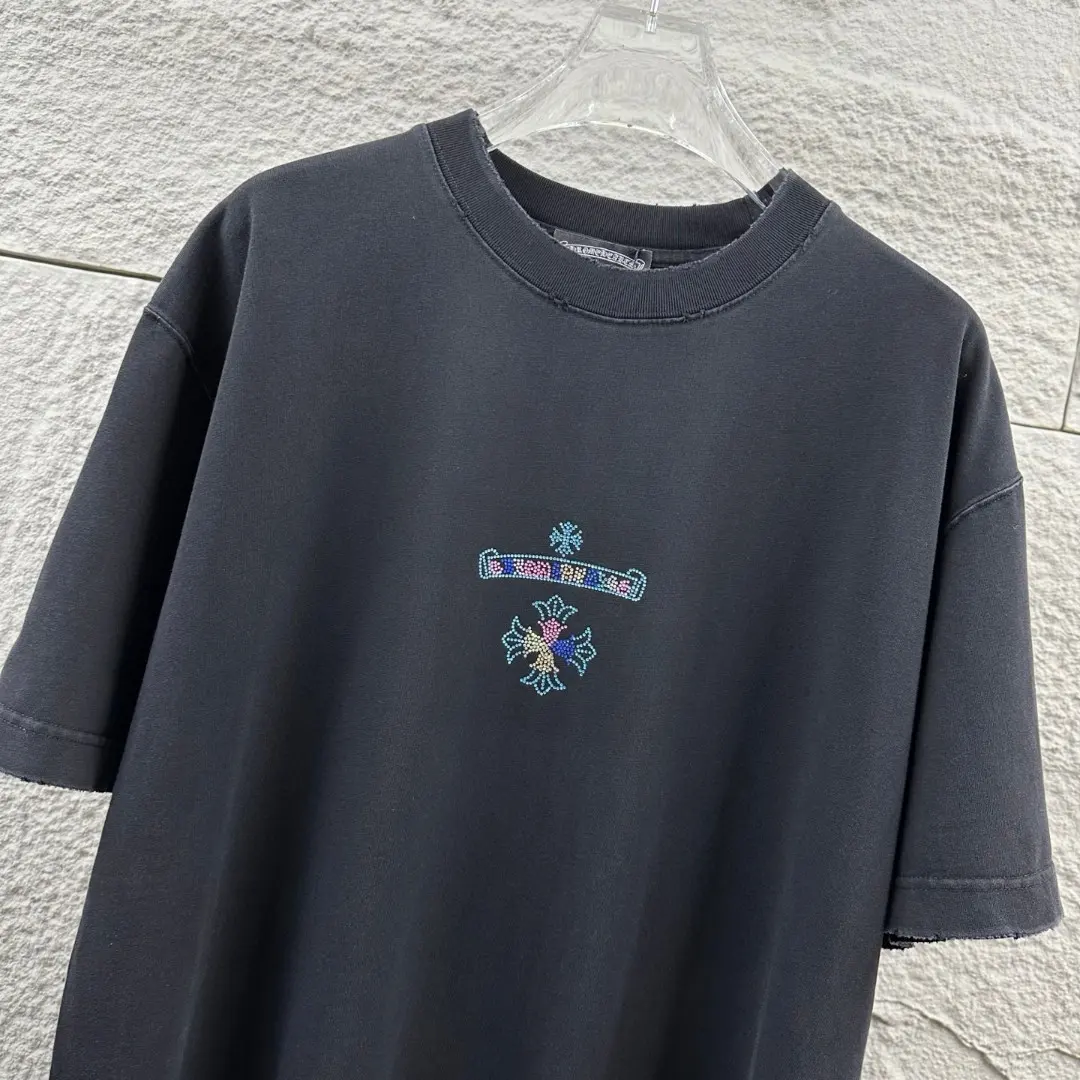 Rhinestone Horseshoe Logo Washed Cotton T-Shirt D15019700 — view 6