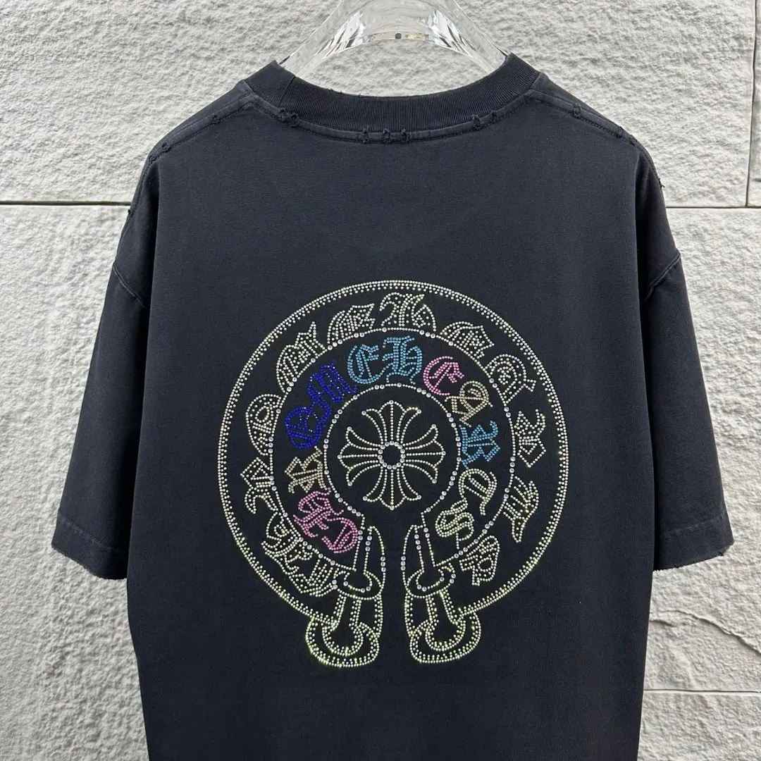 Rhinestone Horseshoe Logo Washed Cotton T-Shirt D15019700 — view 7