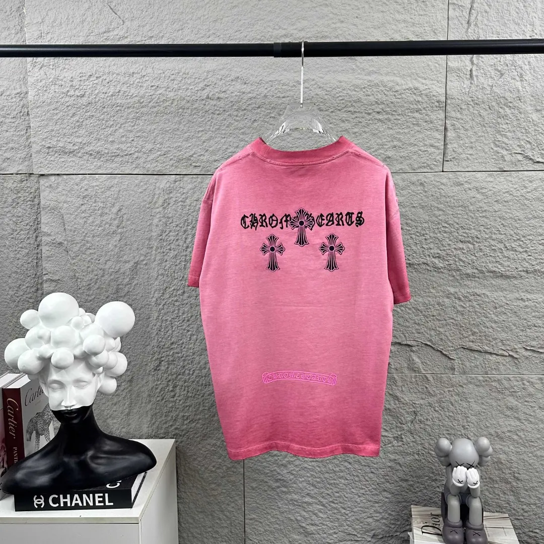 Distressed Rhinestone Logo Cotton T-Shirt D15019686
